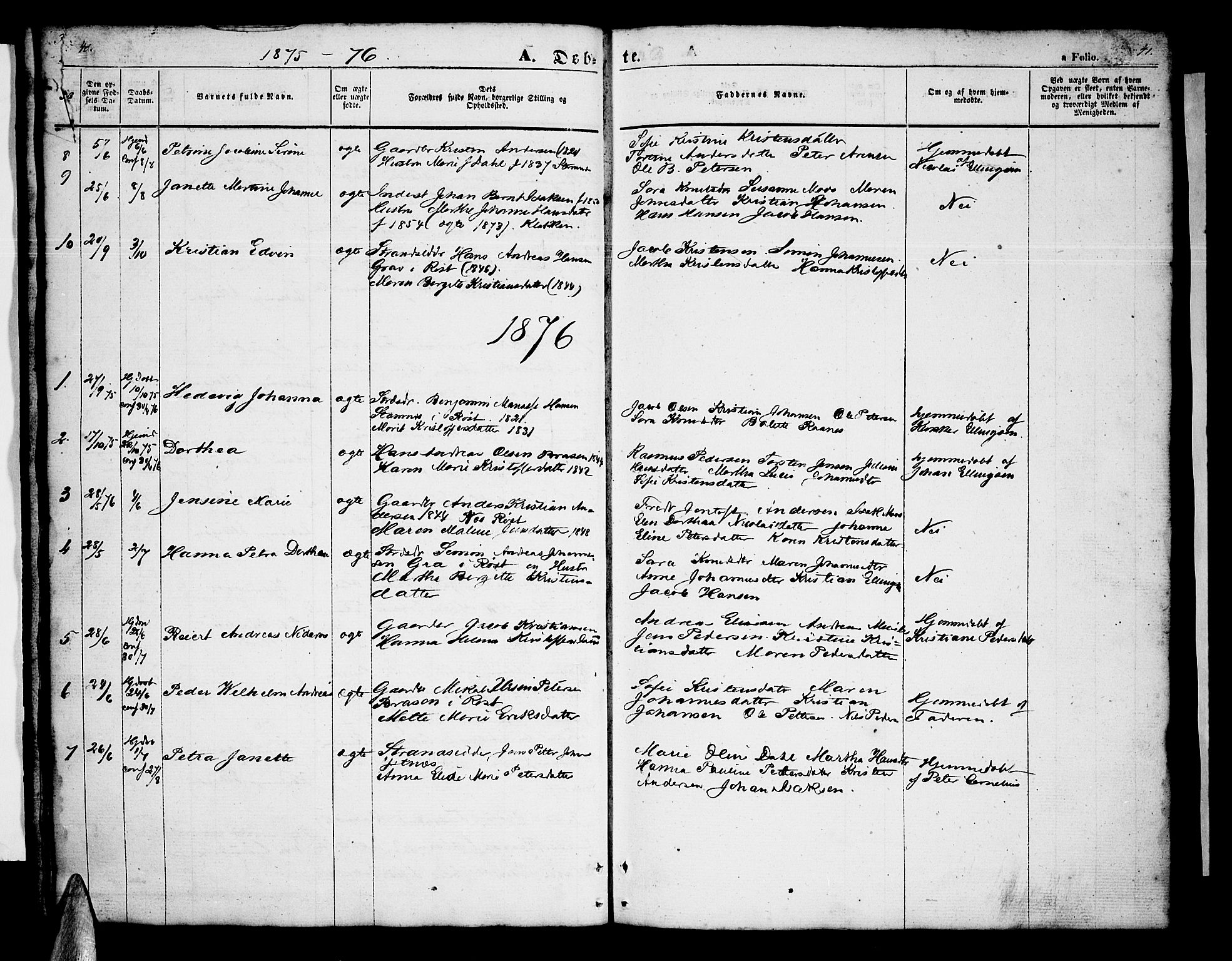 Ministerialprotokoller, klokkerbøker og fødselsregistre - Nordland, AV/SAT-A-1459/808/L0130: Parish register (copy) no. 808C01, 1851-1878, p. 40-41