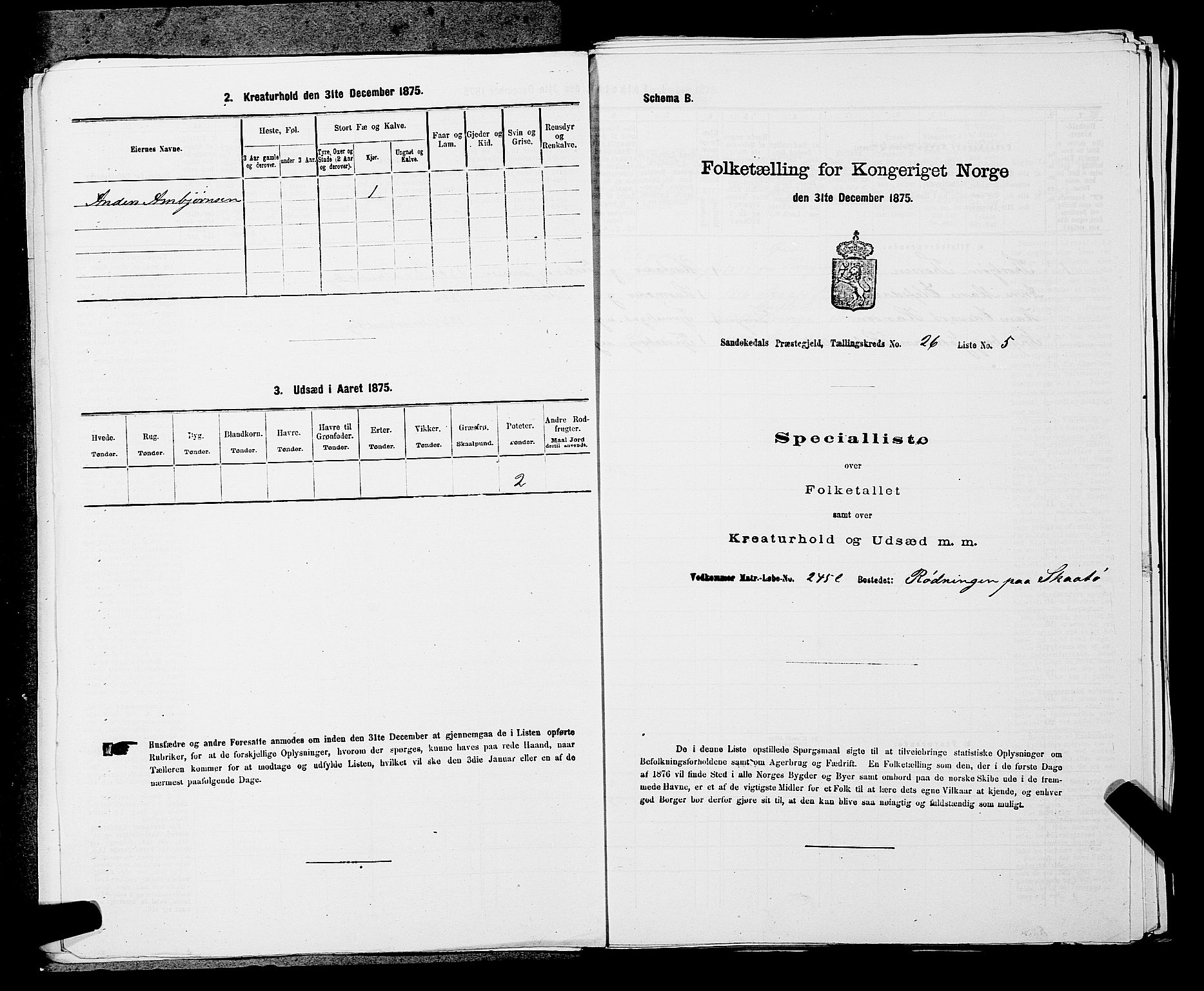 SAKO, 1875 census for 0816P Sannidal, 1875, p. 2022