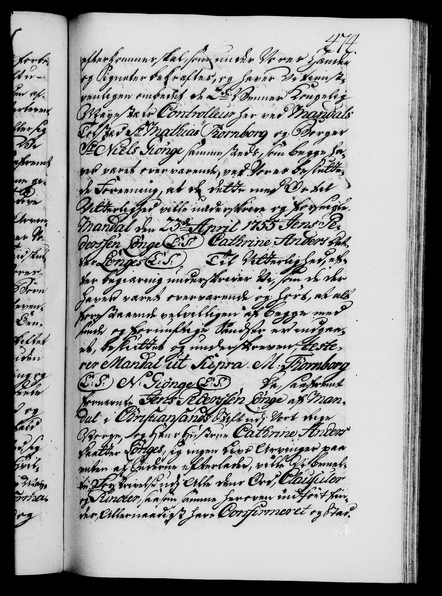 Danske Kanselli 1572-1799, AV/RA-EA-3023/F/Fc/Fca/Fcaa/L0039: Norske registre, 1755-1756, p. 474a