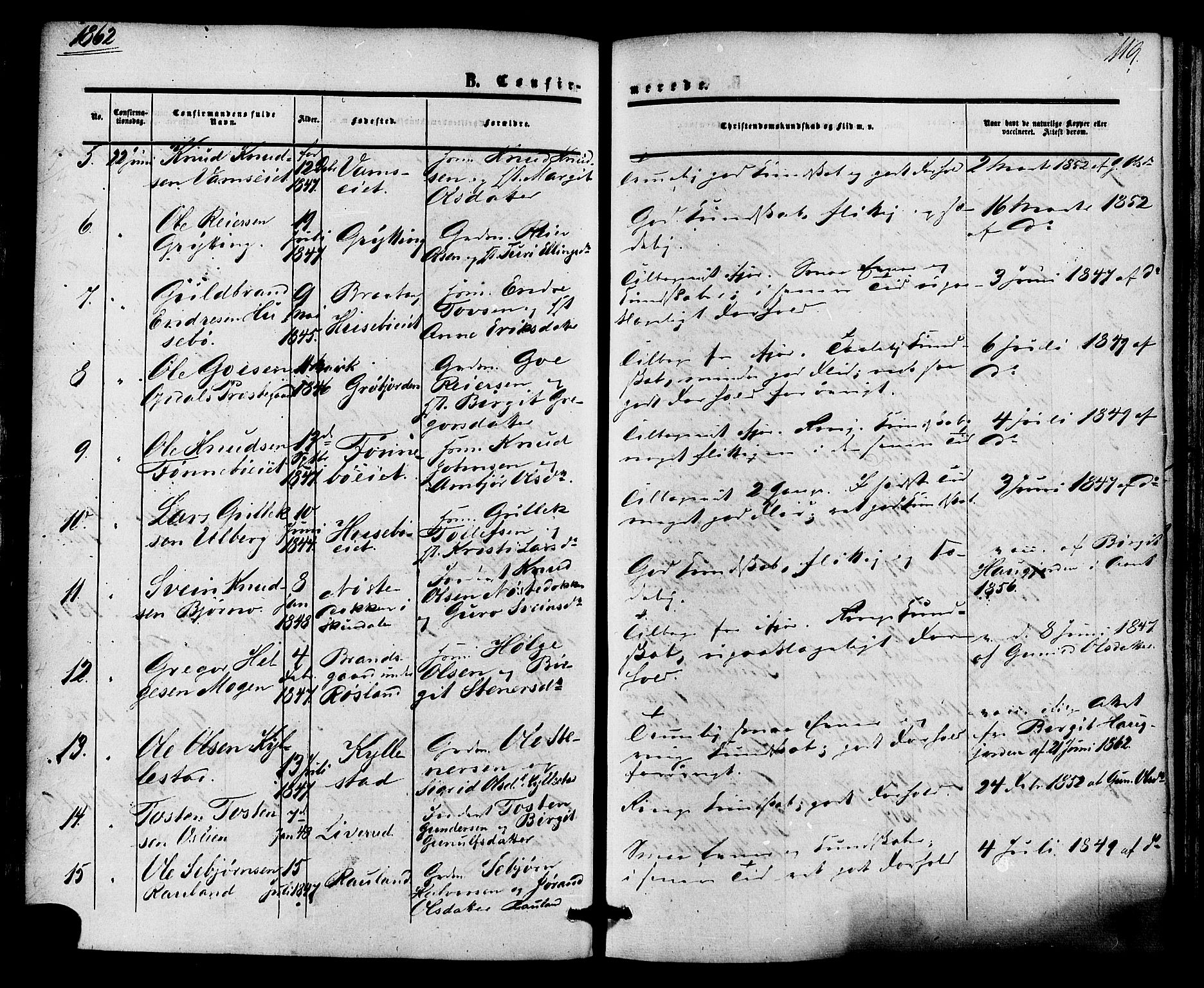 Nore kirkebøker, SAKO/A-238/F/Fa/L0003: Parish register (official) no. I 3, 1858-1866, p. 119