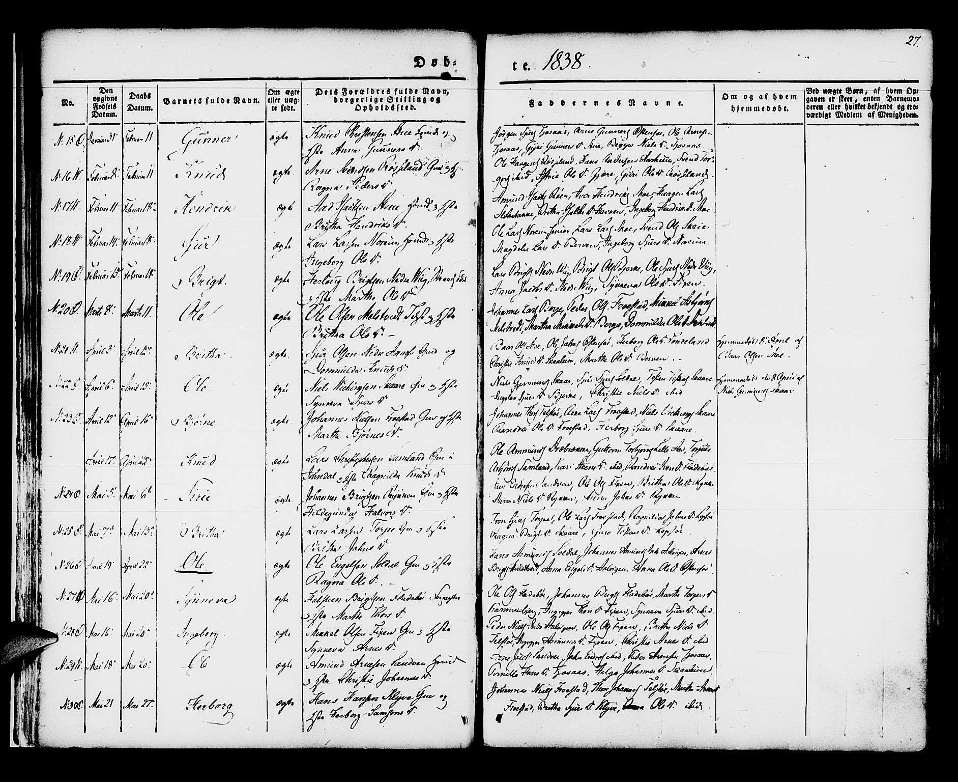 Kvam sokneprestembete, AV/SAB-A-76201/H/Haa: Parish register (official) no. A 7, 1832-1843, p. 27