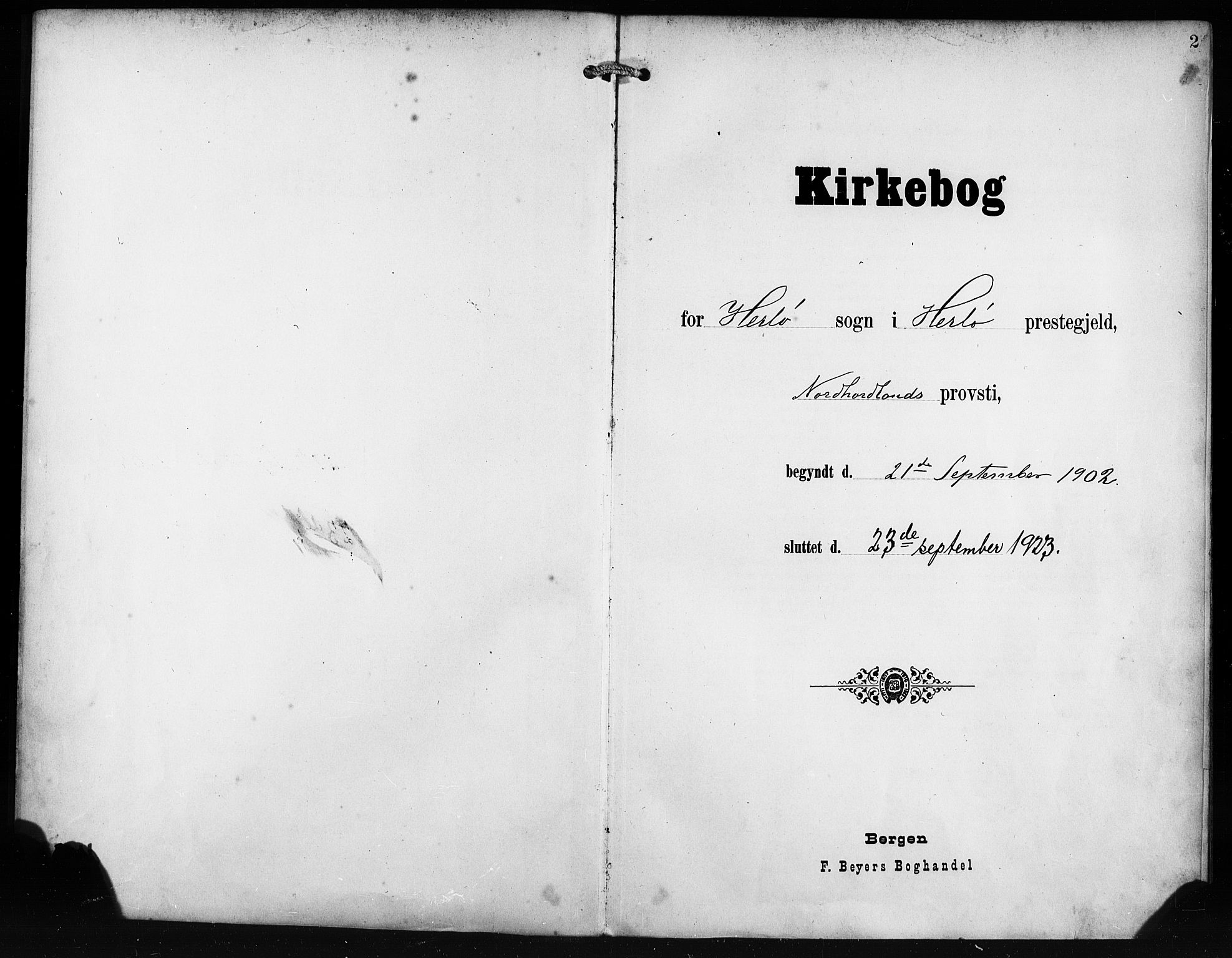 Herdla Sokneprestembete, SAB/A-75701/H/Hab: Parish register (copy) no. A 4, 1902-1923, p. 2