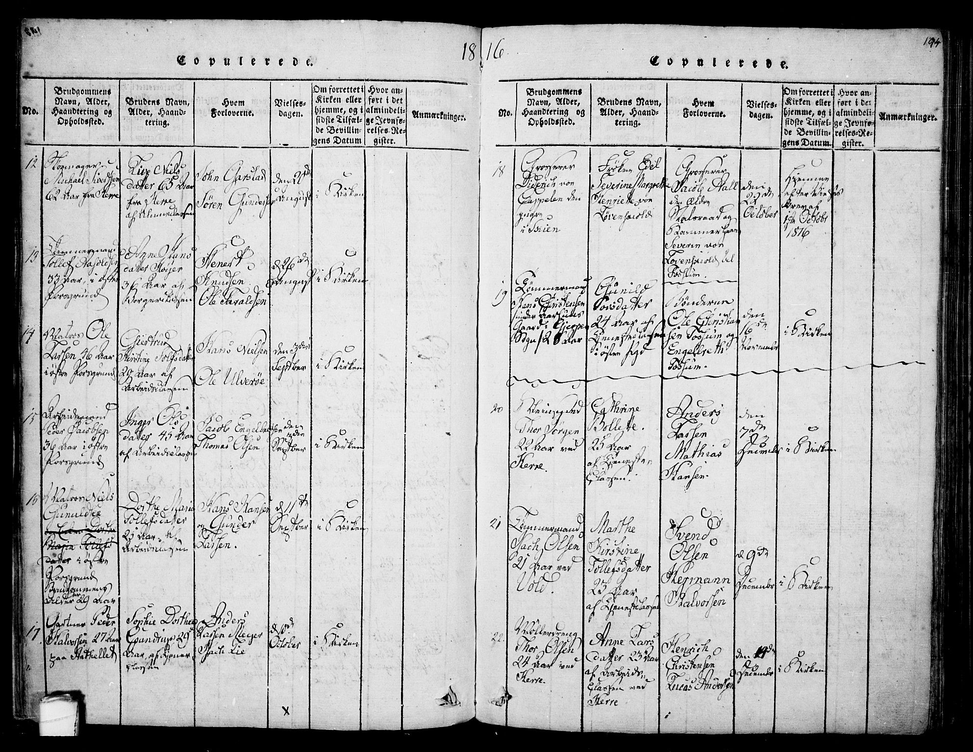 Porsgrunn kirkebøker , SAKO/A-104/F/Fa/L0004: Parish register (official) no. 4, 1814-1828, p. 194