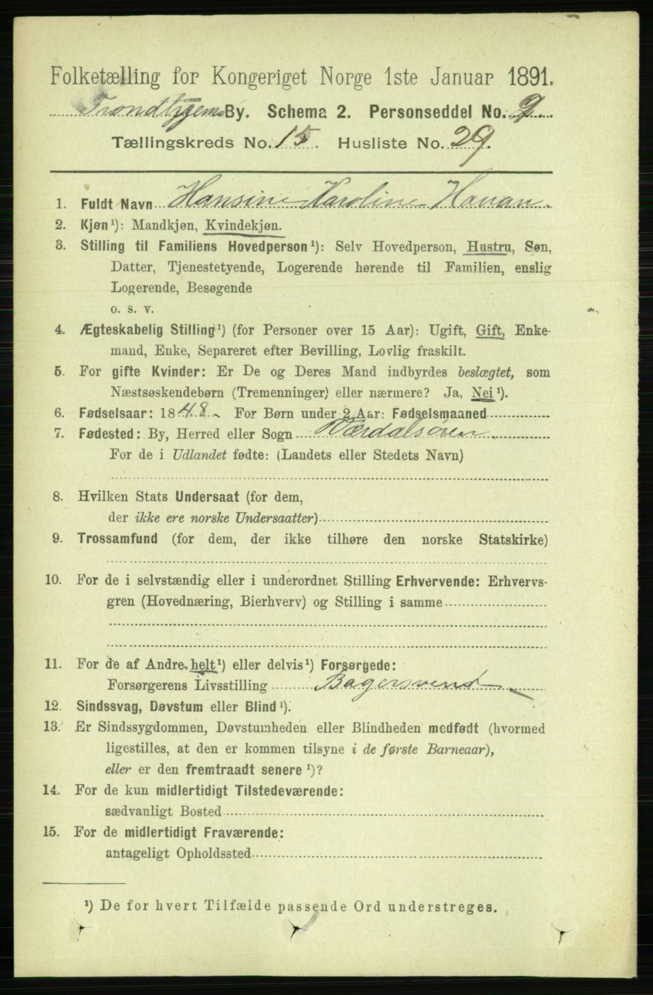 RA, 1891 census for 1601 Trondheim, 1891, p. 11931