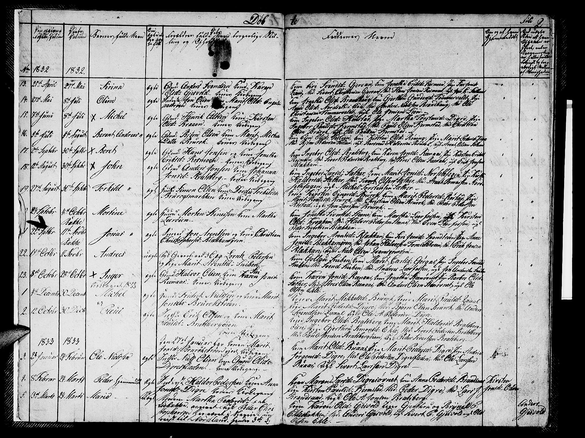 Ministerialprotokoller, klokkerbøker og fødselsregistre - Sør-Trøndelag, SAT/A-1456/608/L0338: Parish register (copy) no. 608C04, 1831-1843, p. 2