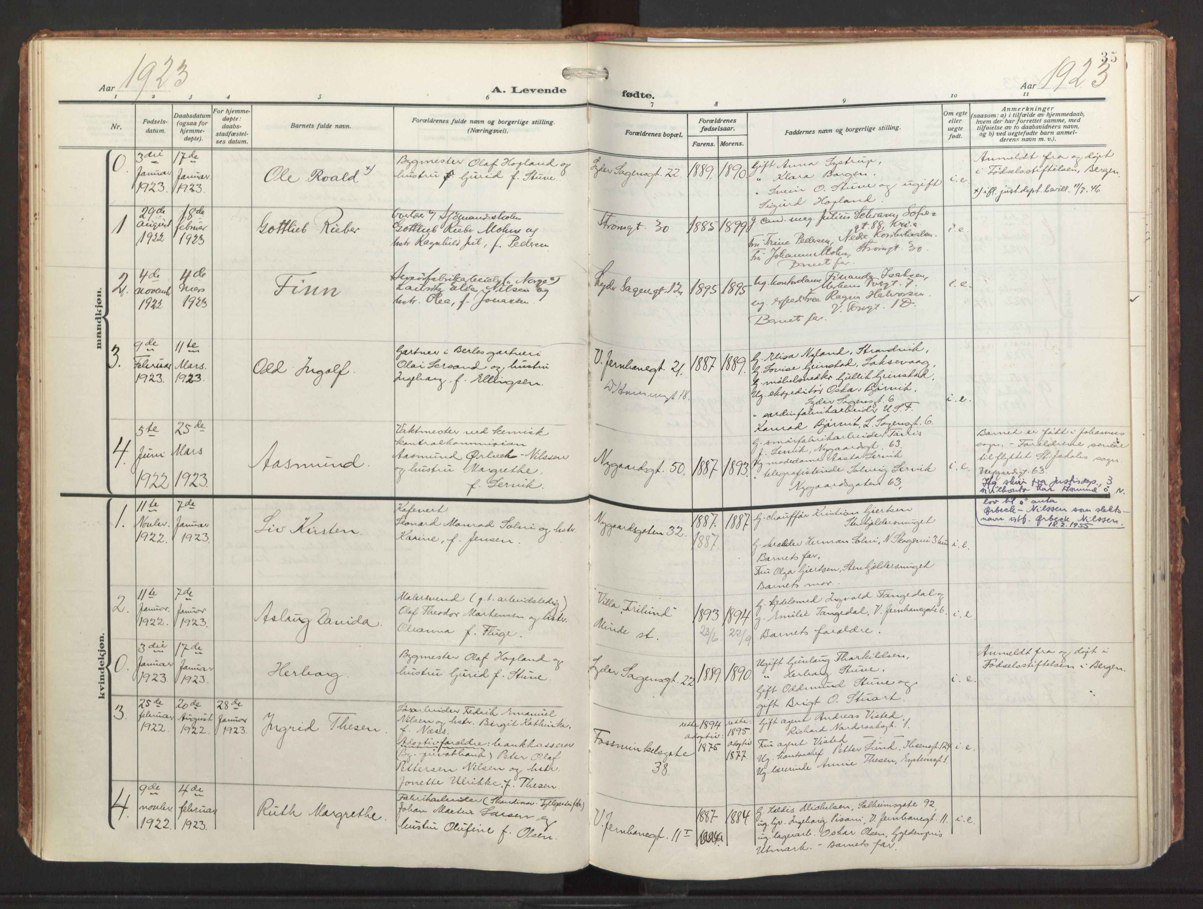 St. Jacob sokneprestembete, SAB/A-78001/H/Haa/L0001: Parish register (official) no. A 1, 1917-1952, p. 35