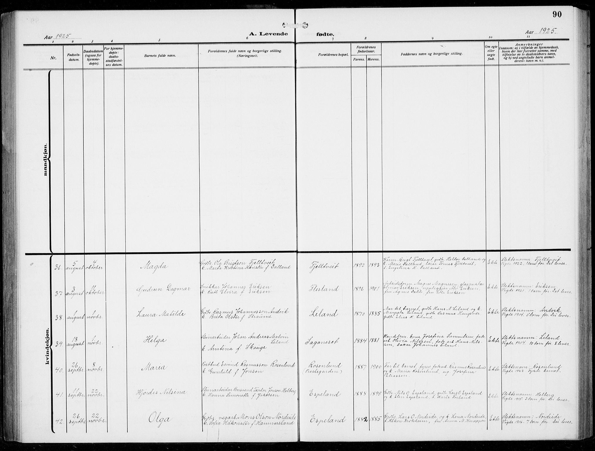 Fana Sokneprestembete, AV/SAB-A-75101/H/Hab/Haba/L0005: Parish register (copy) no. A 5, 1911-1932, p. 90