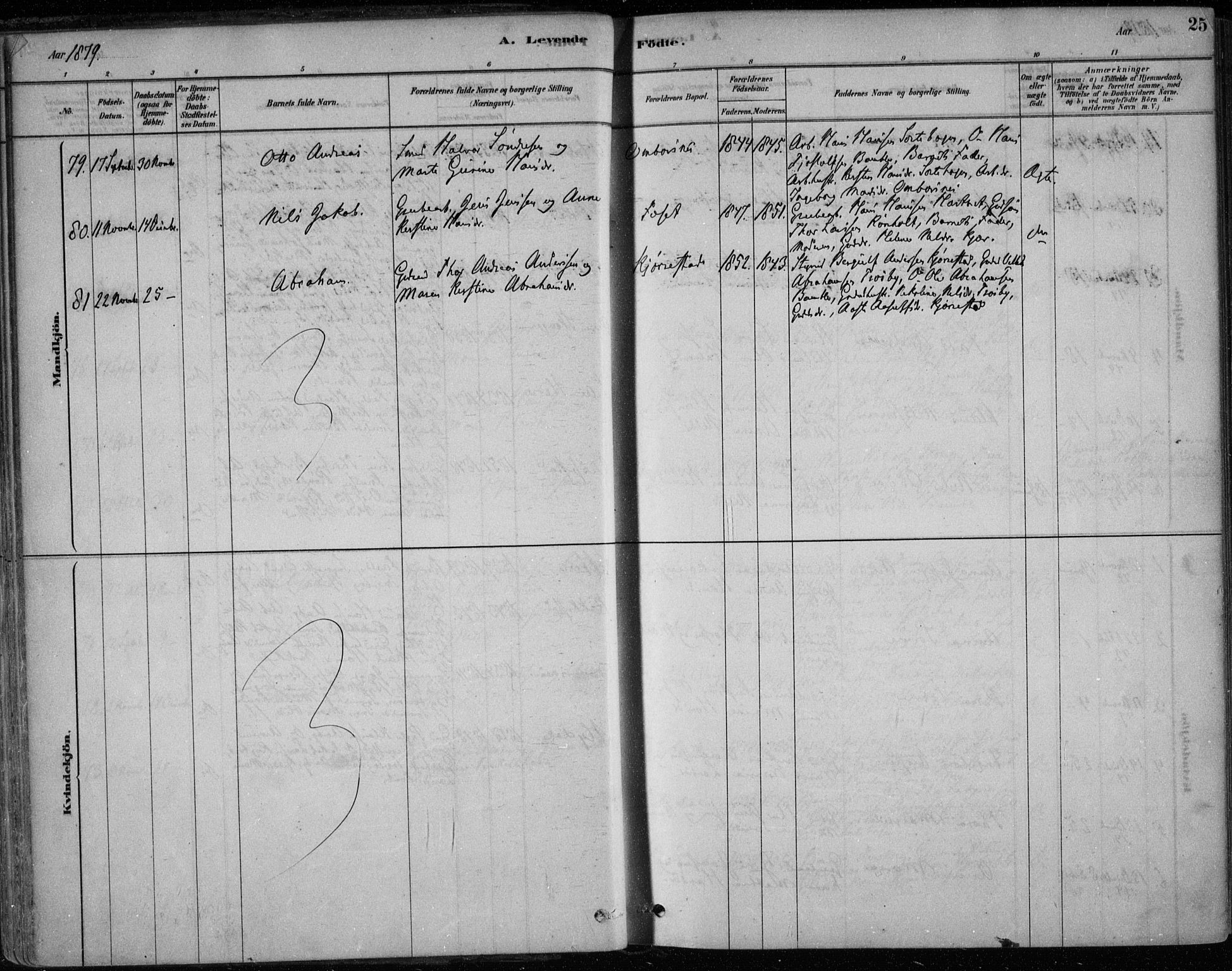 Bamble kirkebøker, SAKO/A-253/F/Fa/L0007: Parish register (official) no. I 7, 1878-1888, p. 25