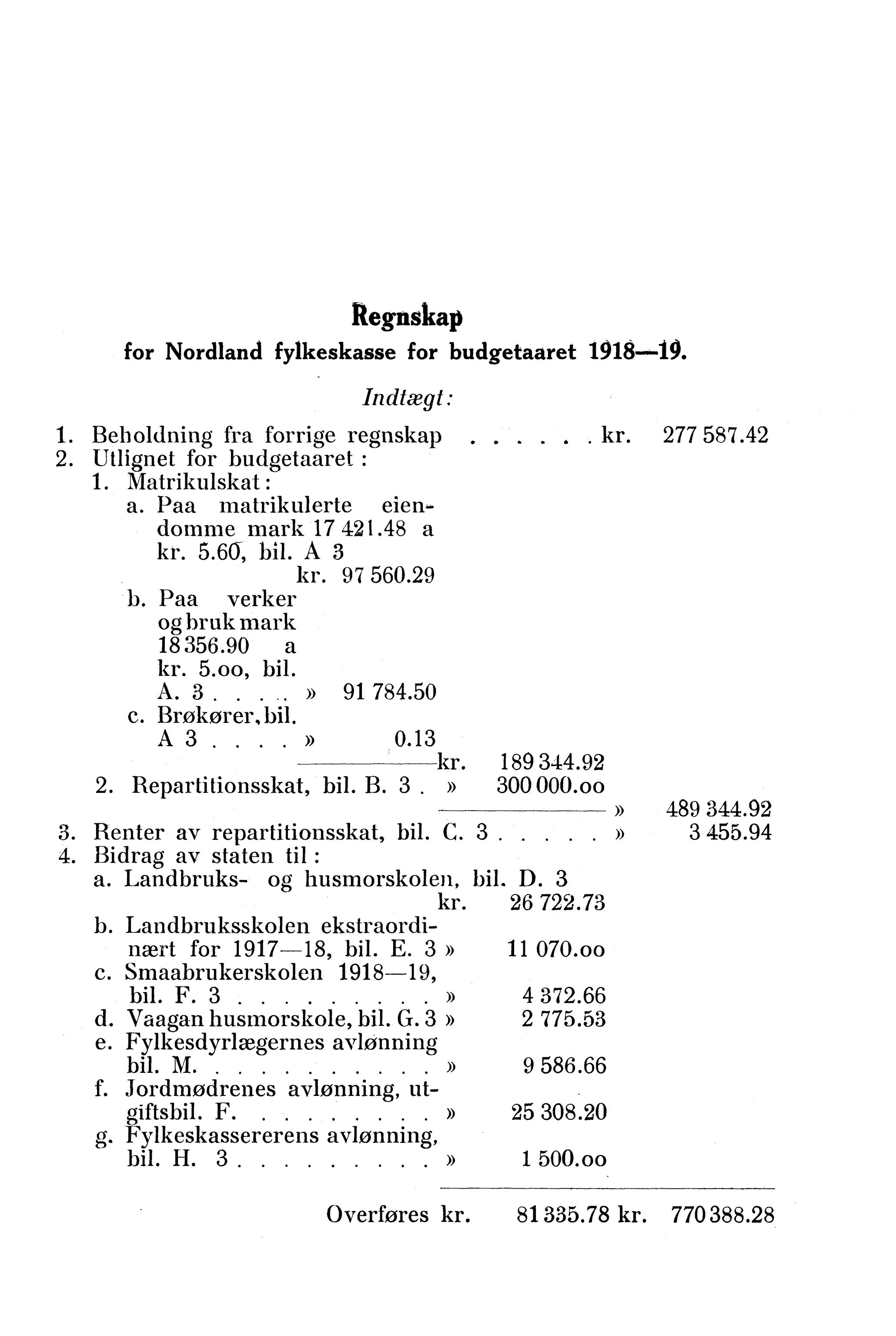 Nordland Fylkeskommune. Fylkestinget, AIN/NFK-17/176/A/Ac/L0043: Fylkestingsforhandlinger 1920, 1920