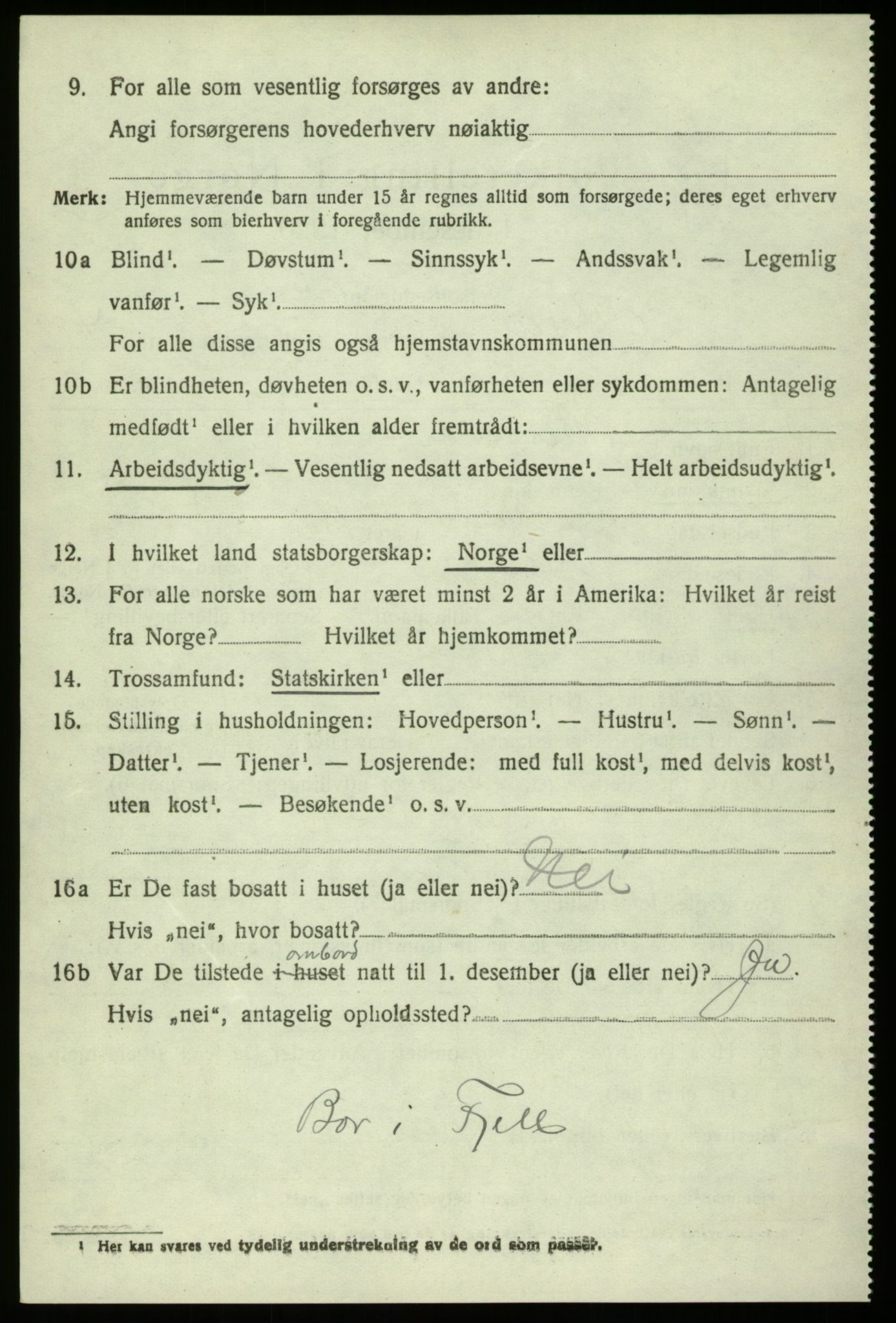 SAB, 1920 census for Hosanger, 1920, p. 2316