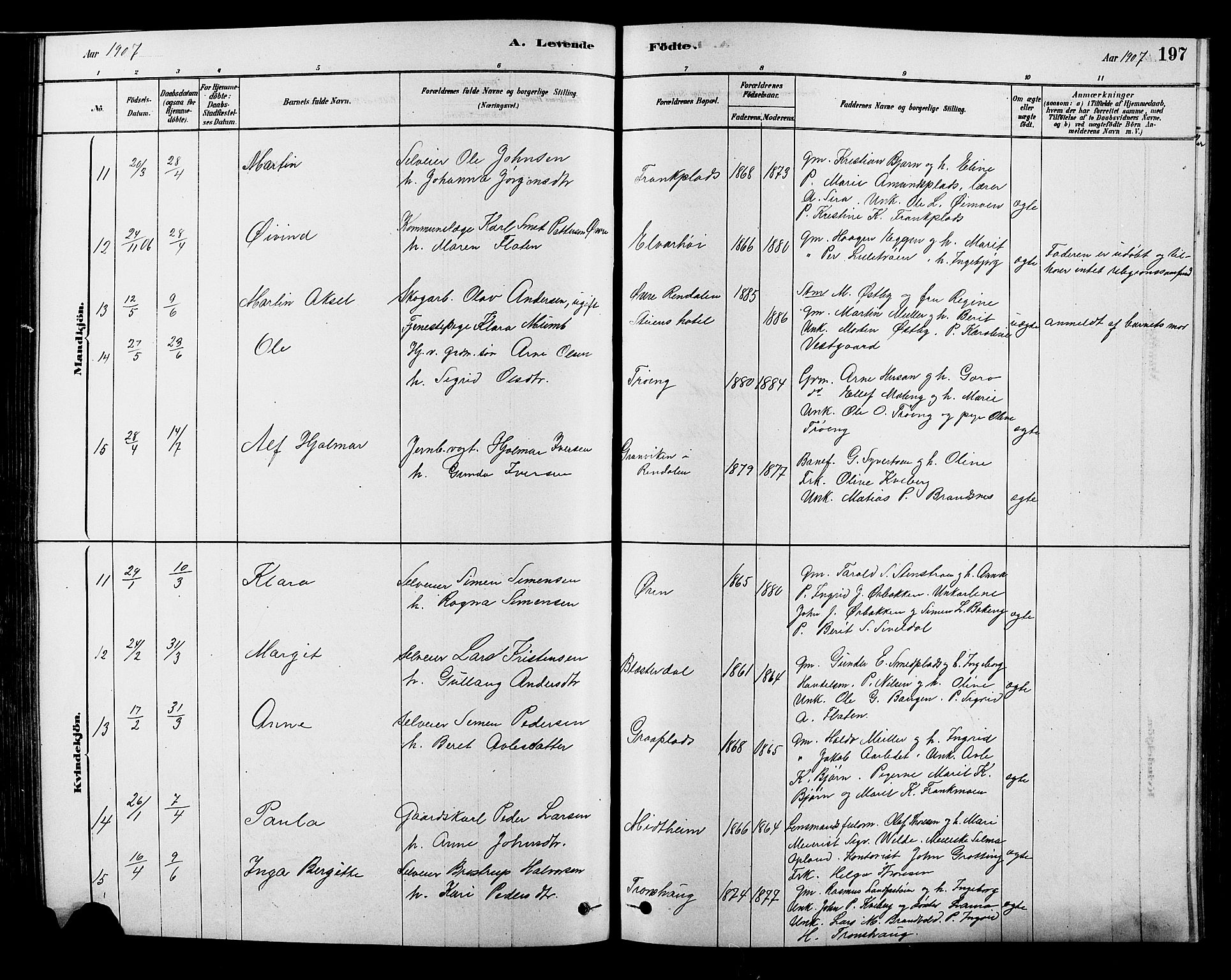 Alvdal prestekontor, SAH/PREST-060/H/Ha/Hab/L0003: Parish register (copy) no. 3, 1878-1907, p. 197