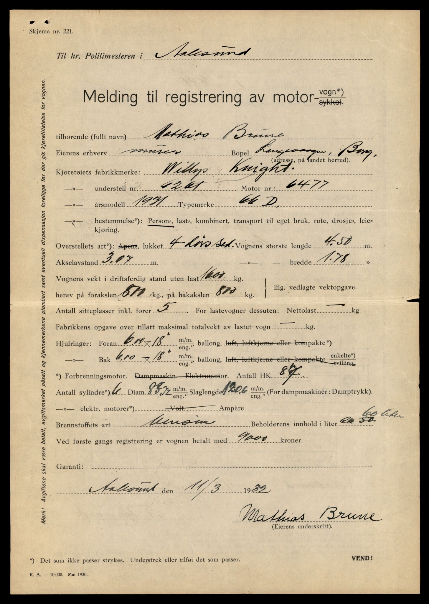 Møre og Romsdal vegkontor - Ålesund trafikkstasjon, AV/SAT-A-4099/F/Fe/L0003: Registreringskort for kjøretøy T 232 - T 340, 1927-1998, p. 2374