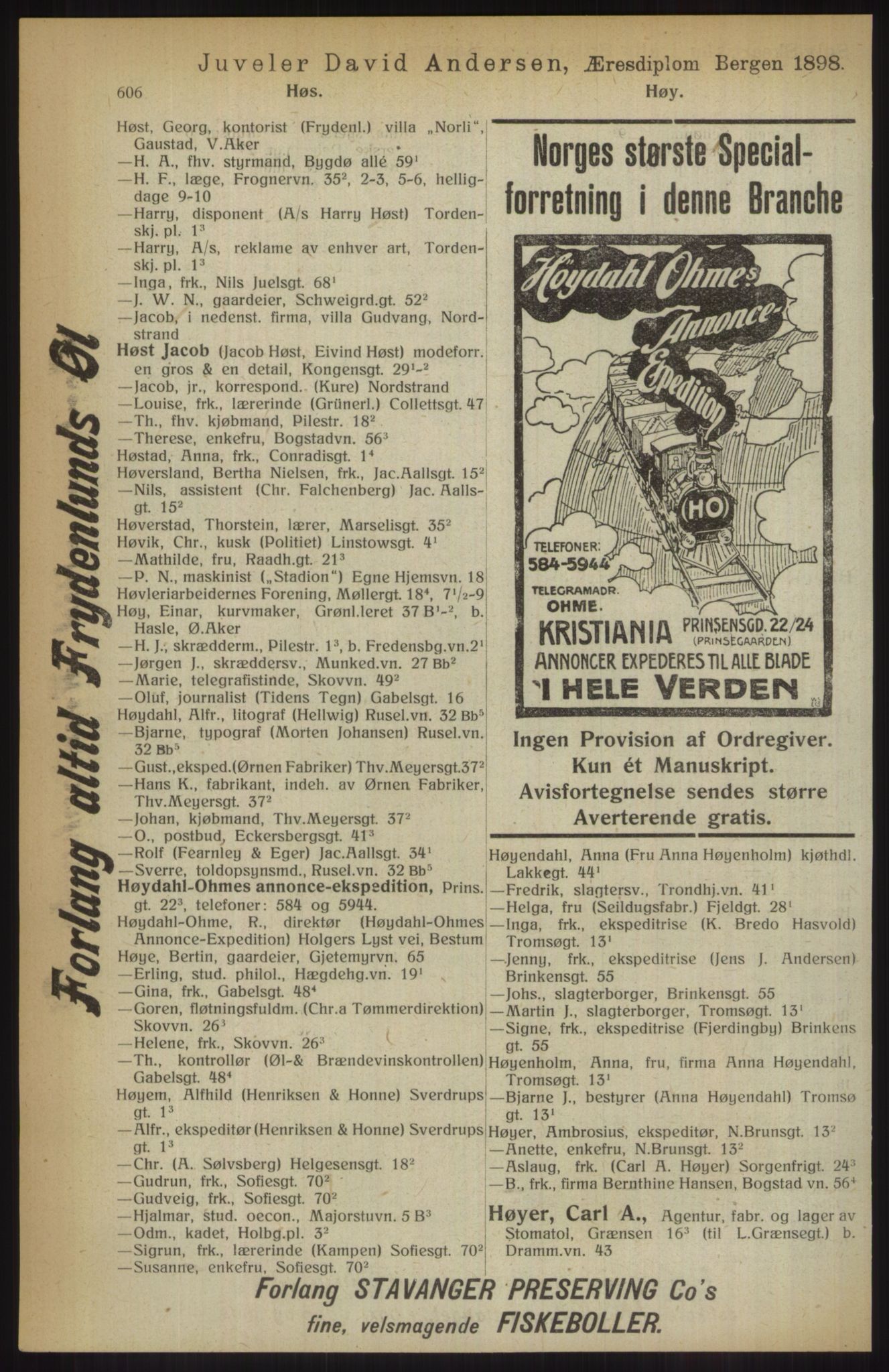 Kristiania/Oslo adressebok, PUBL/-, 1914, p. 606