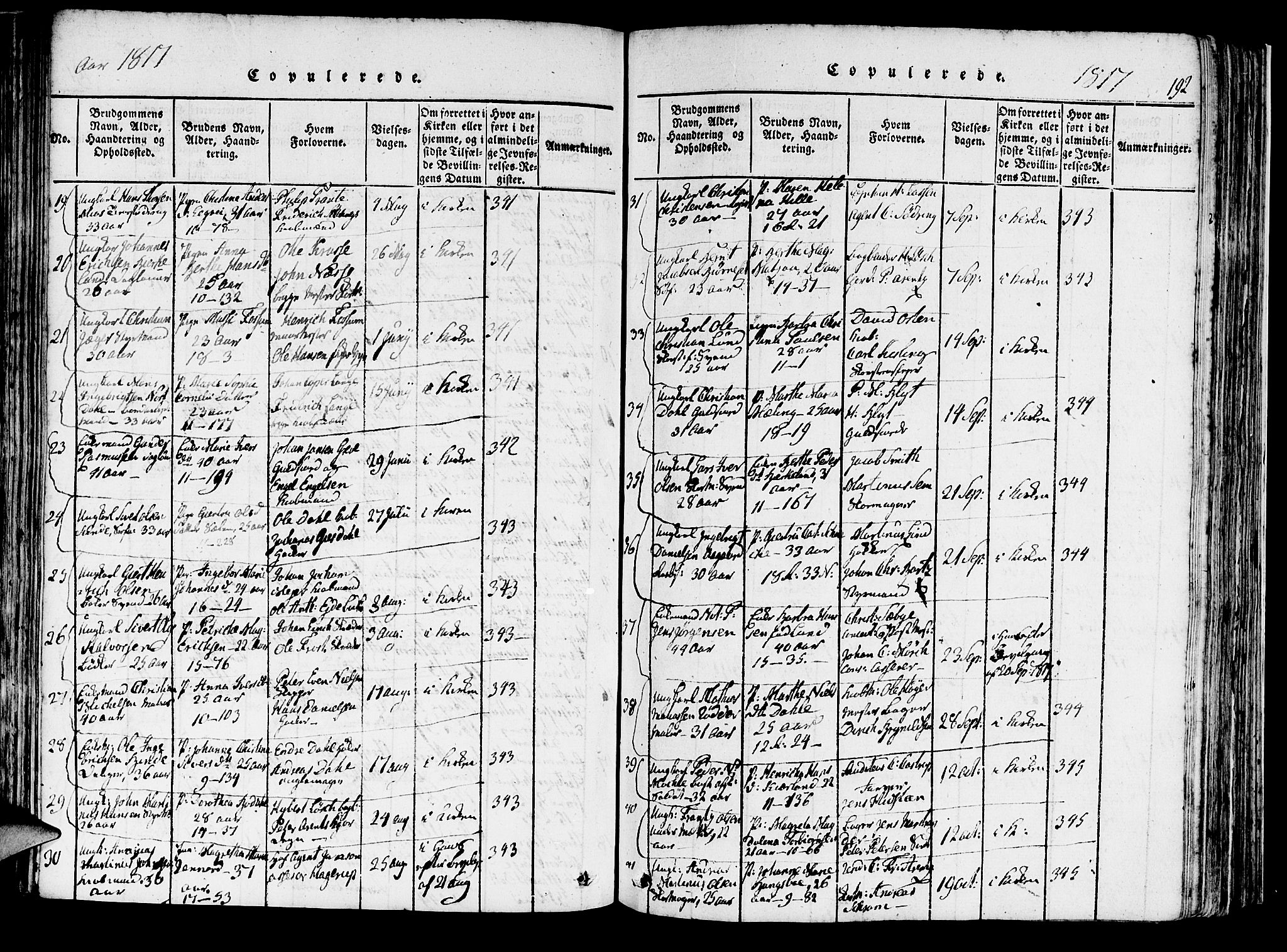 Domkirken sokneprestembete, AV/SAB-A-74801/H/Haa/L0010: Parish register (official) no. A 10, 1816-1821, p. 192