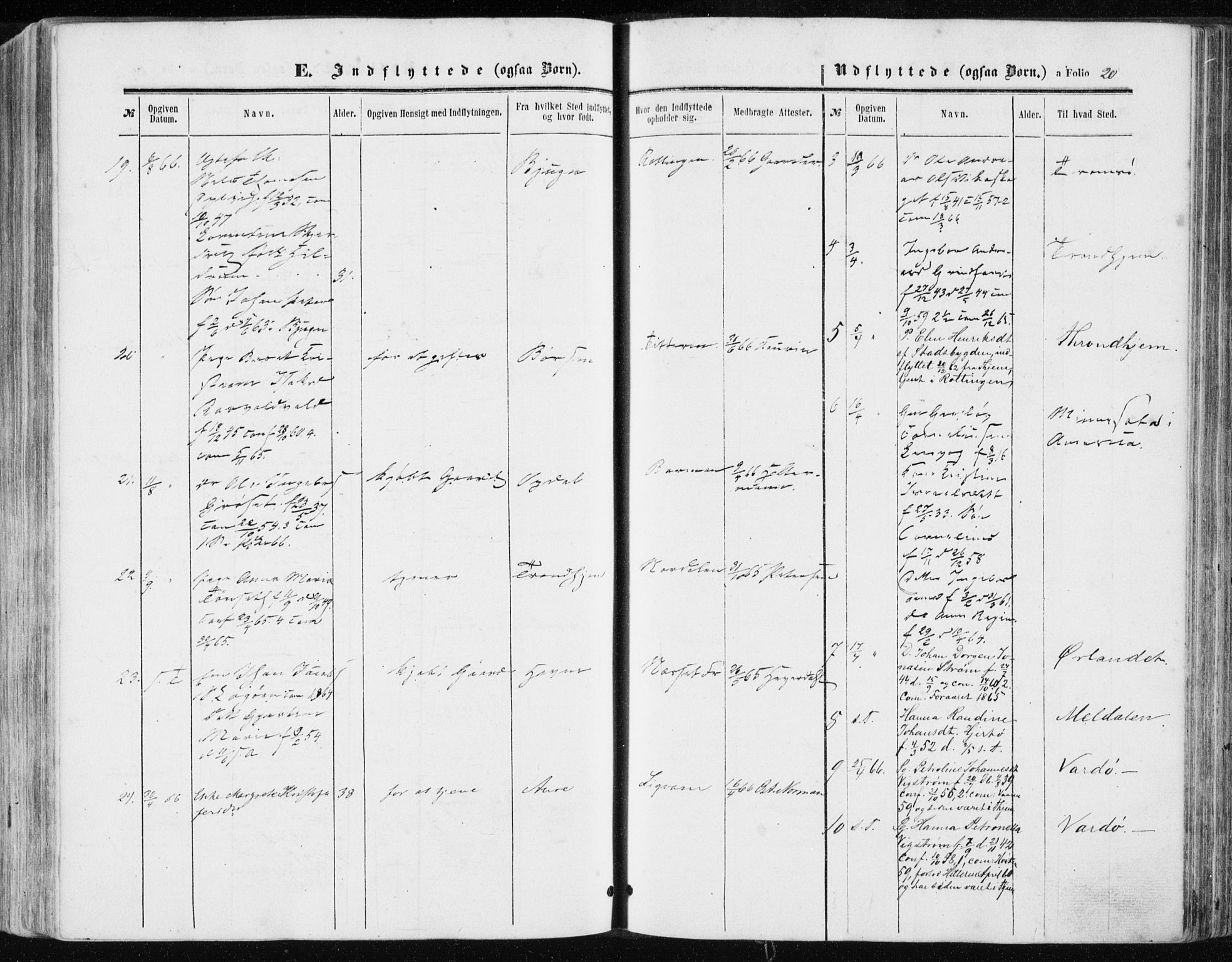 Ministerialprotokoller, klokkerbøker og fødselsregistre - Sør-Trøndelag, AV/SAT-A-1456/634/L0531: Parish register (official) no. 634A07, 1861-1870, p. 20