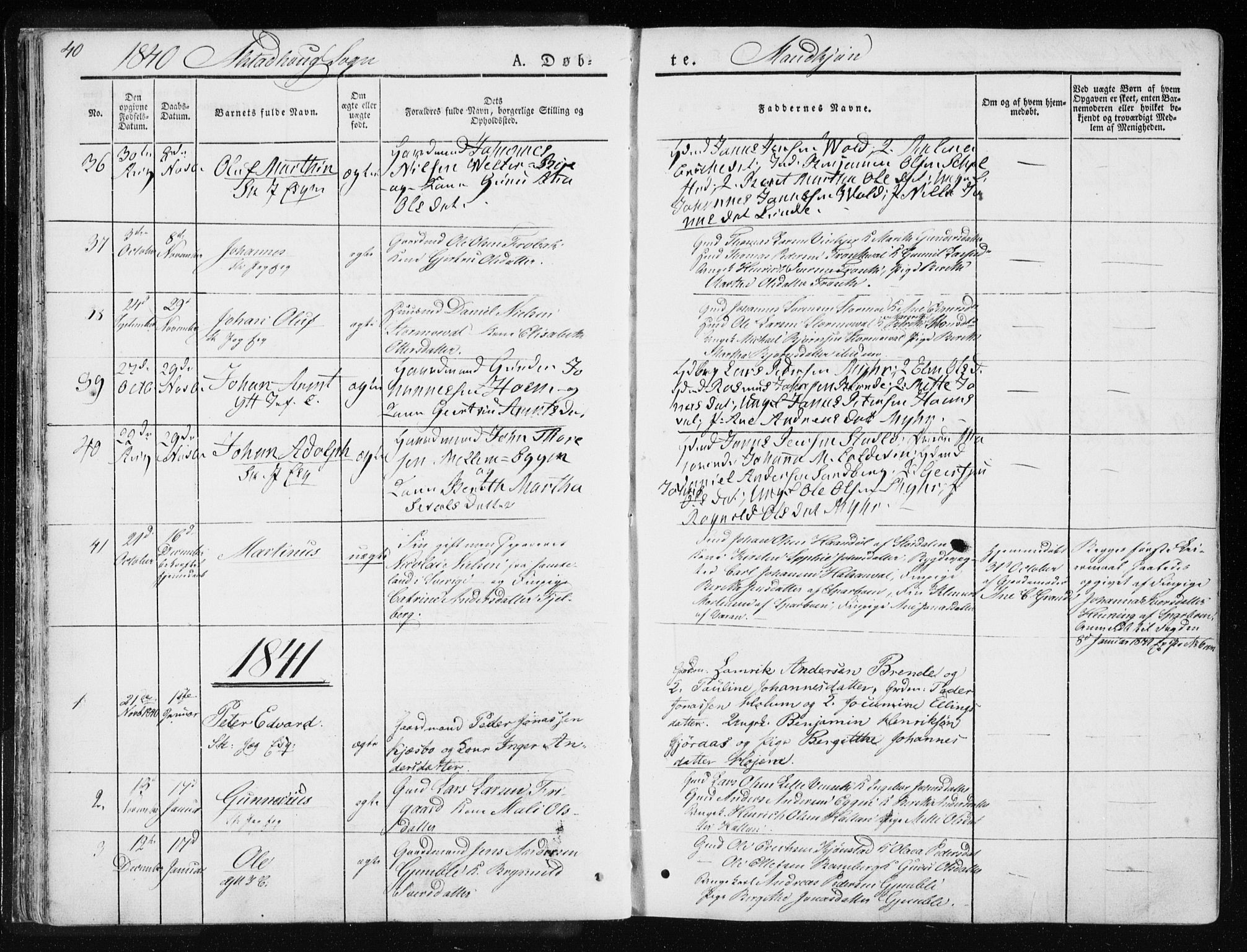 Ministerialprotokoller, klokkerbøker og fødselsregistre - Nord-Trøndelag, SAT/A-1458/717/L0154: Parish register (official) no. 717A06 /1, 1836-1849, p. 40