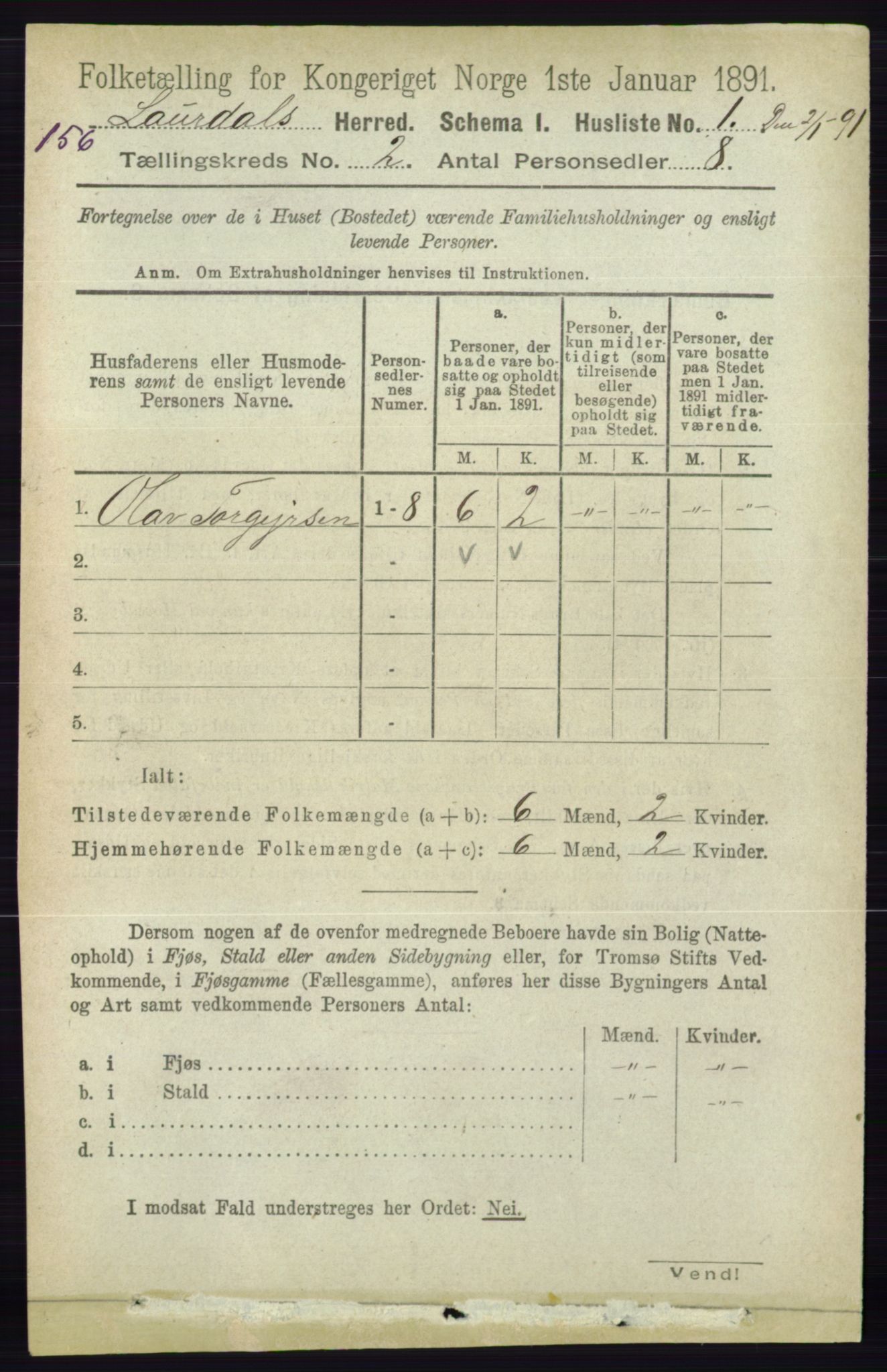 RA, 1891 census for 0833 Lårdal, 1891, p. 571