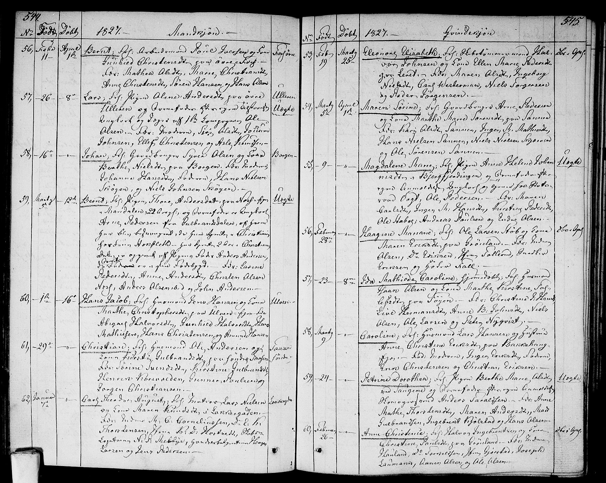 Aker prestekontor kirkebøker, SAO/A-10861/F/L0012: Parish register (official) no. 12, 1819-1828, p. 544-545