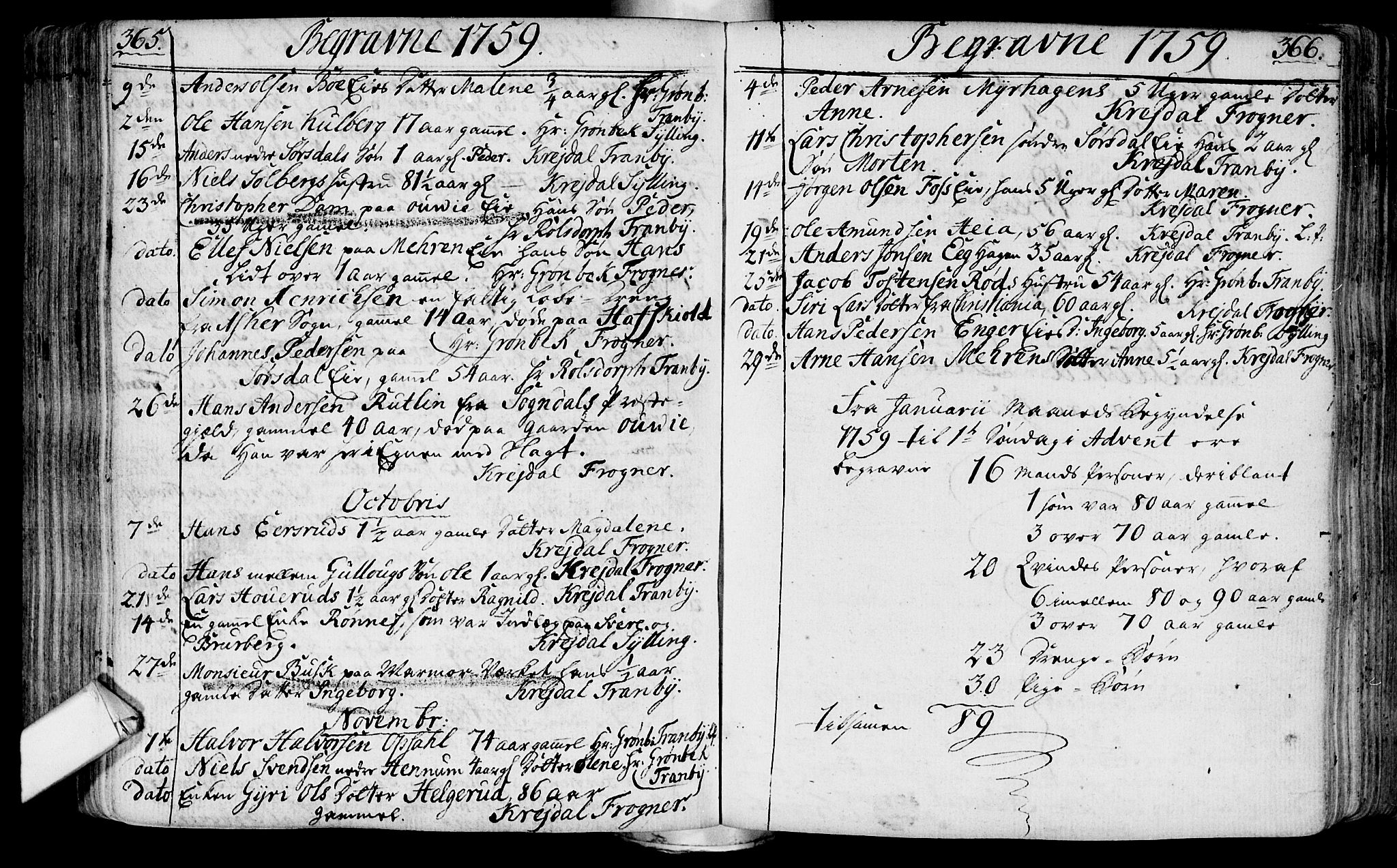 Lier kirkebøker, AV/SAKO-A-230/F/Fa/L0004: Parish register (official) no. I 4, 1749-1764, p. 365-366