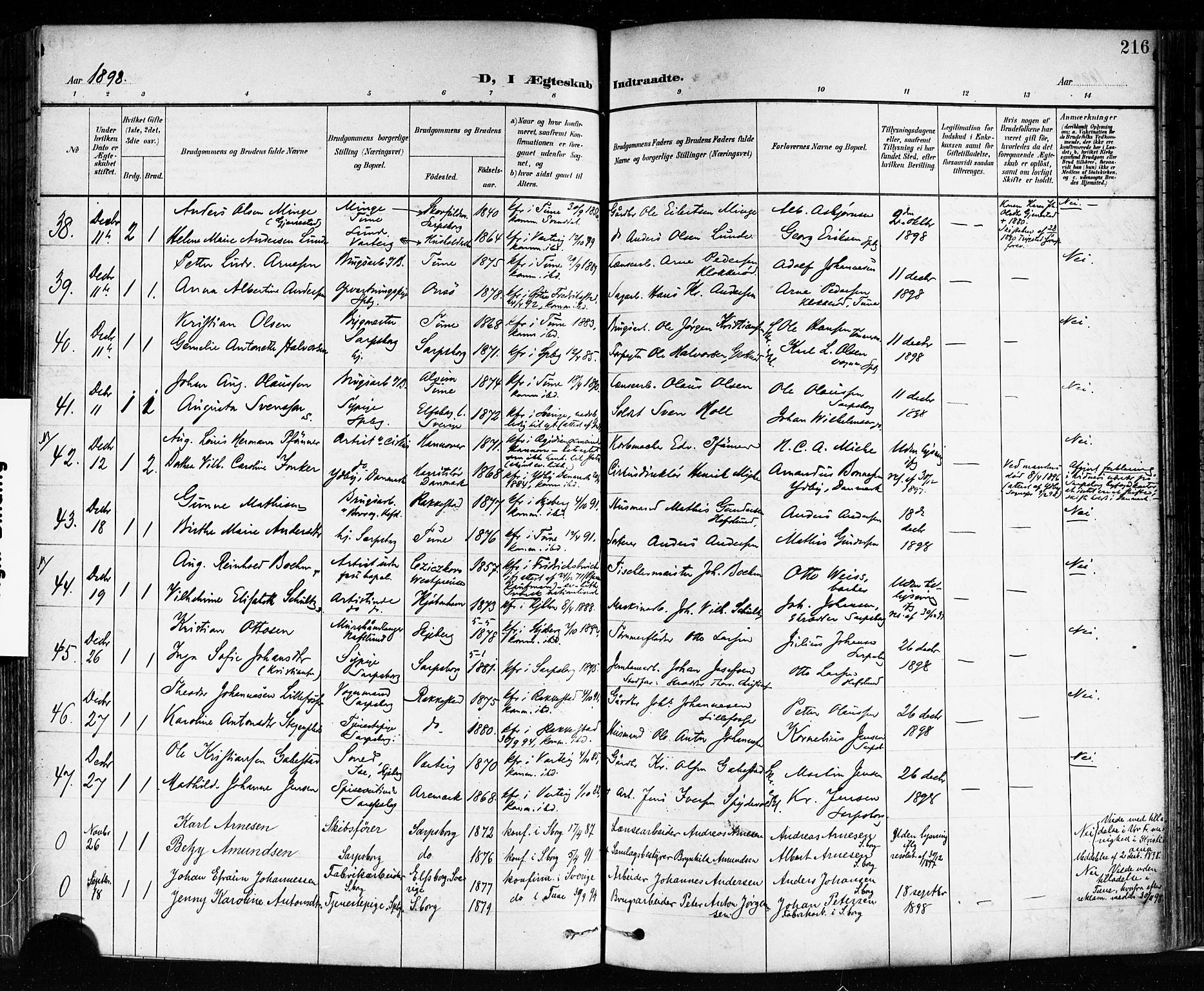 Sarpsborg prestekontor Kirkebøker, AV/SAO-A-2006/F/Fa/L0004: Parish register (official) no. 4, 1892-1899, p. 216