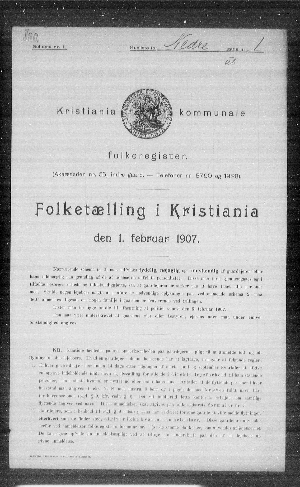 OBA, Municipal Census 1907 for Kristiania, 1907, p. 35336
