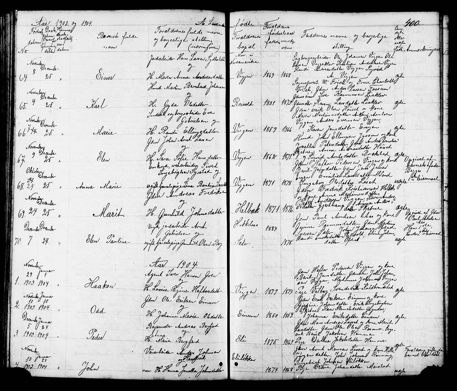 Ministerialprotokoller, klokkerbøker og fødselsregistre - Sør-Trøndelag, SAT/A-1456/665/L0777: Parish register (copy) no. 665C02, 1867-1915, p. 400