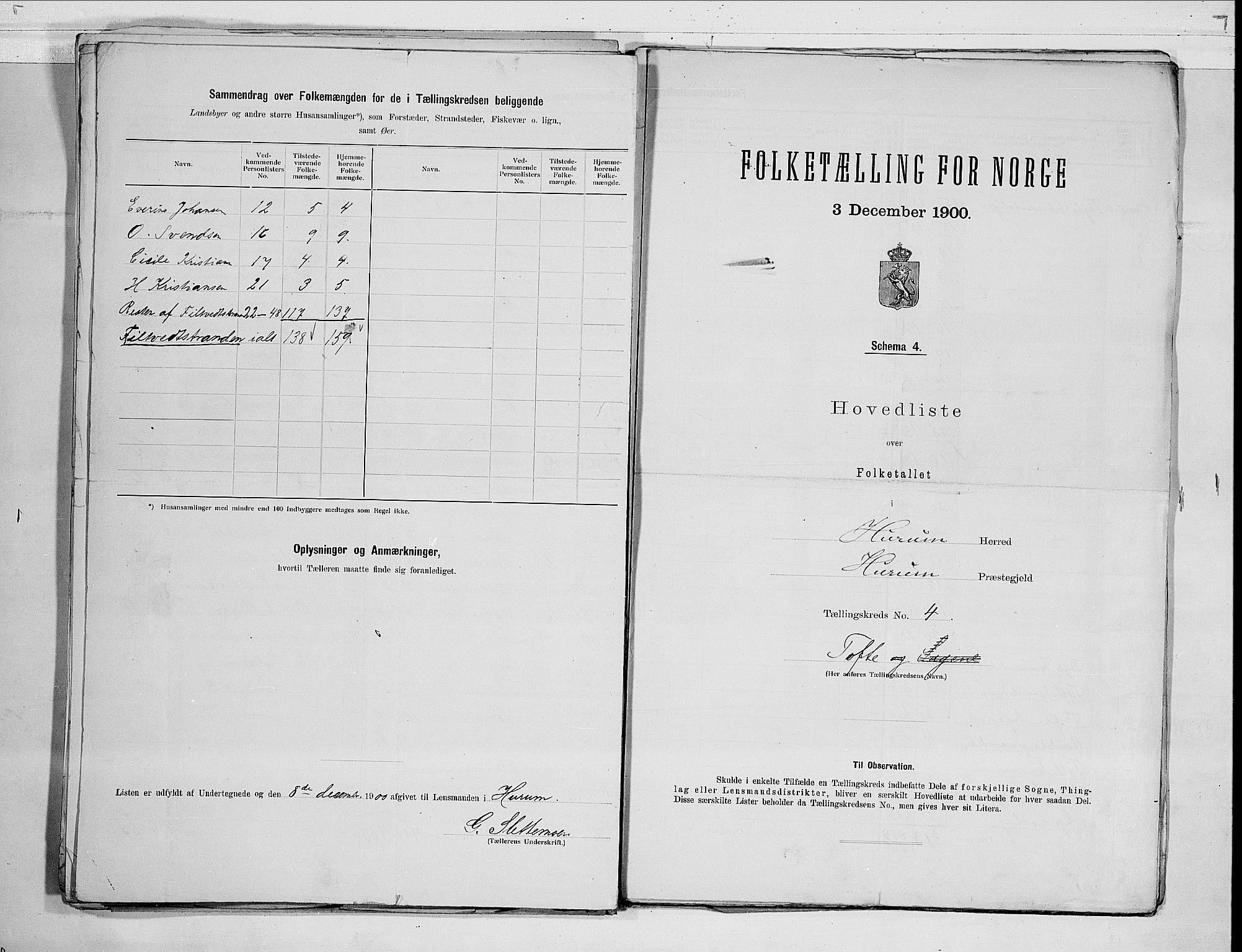 RA, 1900 census for Hurum, 1900, p. 10