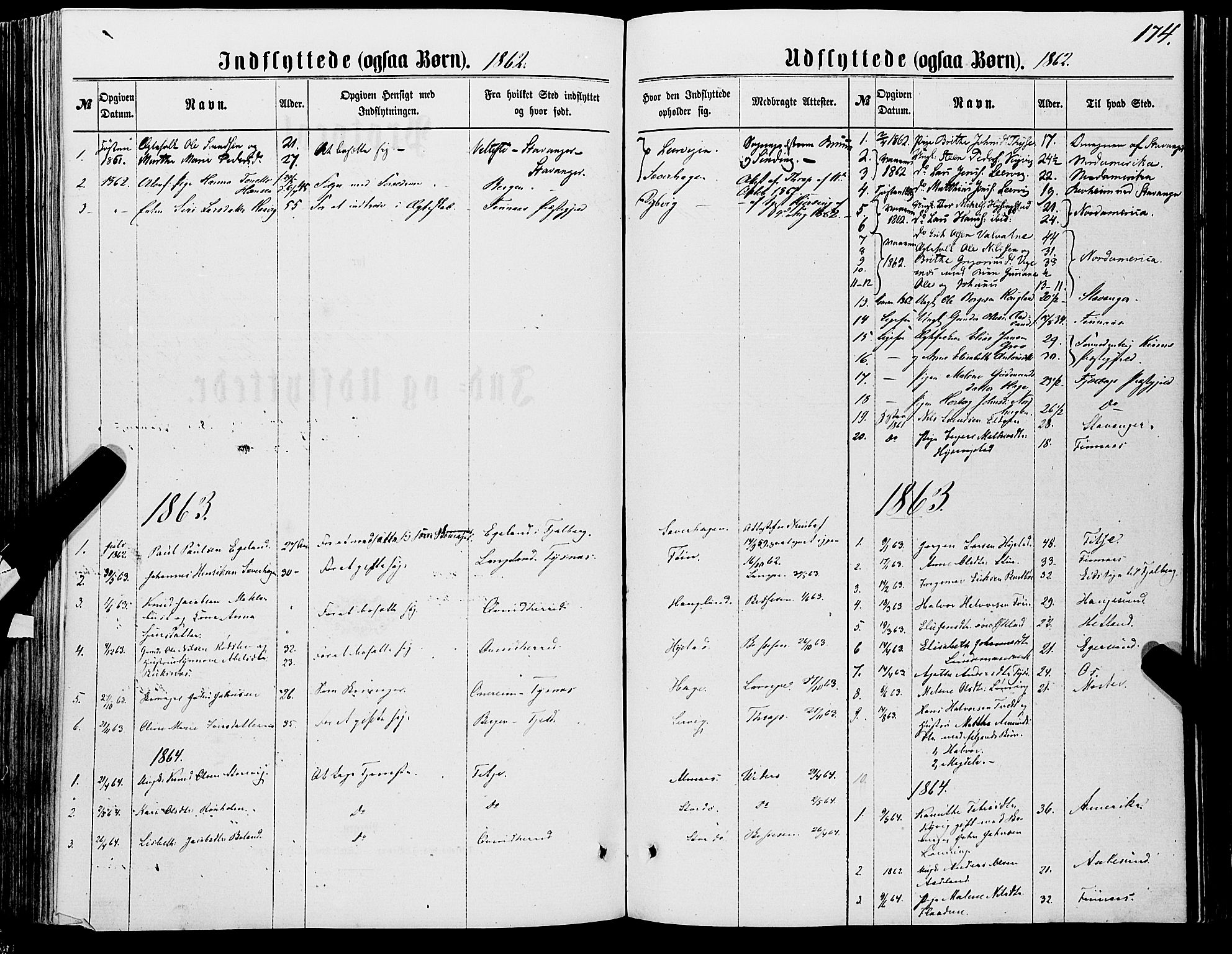 Stord sokneprestembete, SAB/A-78201/H/Haa: Parish register (official) no. B 1, 1862-1877, p. 174