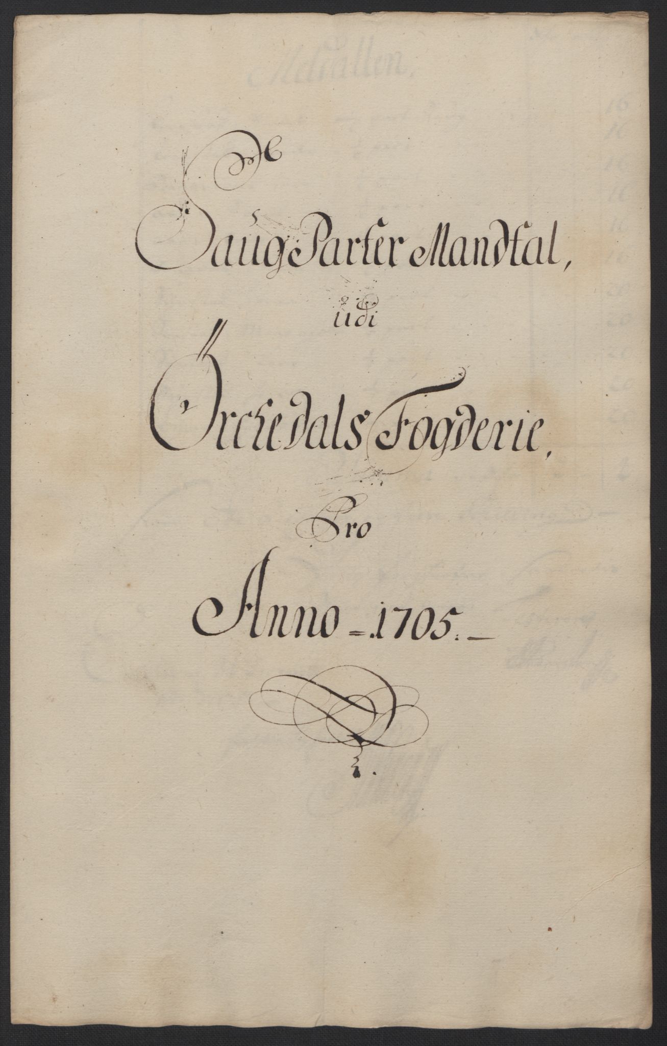 Rentekammeret inntil 1814, Reviderte regnskaper, Fogderegnskap, RA/EA-4092/R60/L3955: Fogderegnskap Orkdal og Gauldal, 1705, p. 120