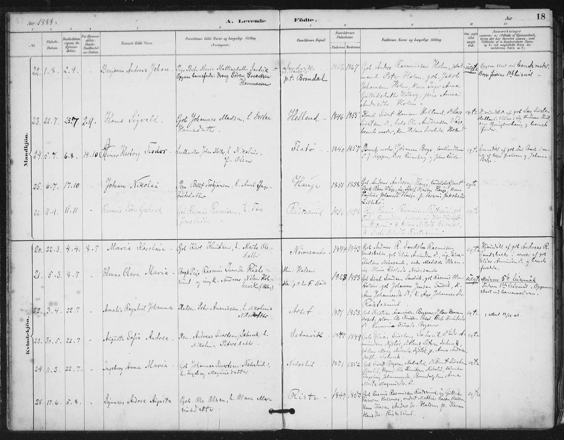 Ministerialprotokoller, klokkerbøker og fødselsregistre - Møre og Romsdal, AV/SAT-A-1454/503/L0037: Parish register (official) no. 503A05, 1884-1900, p. 18