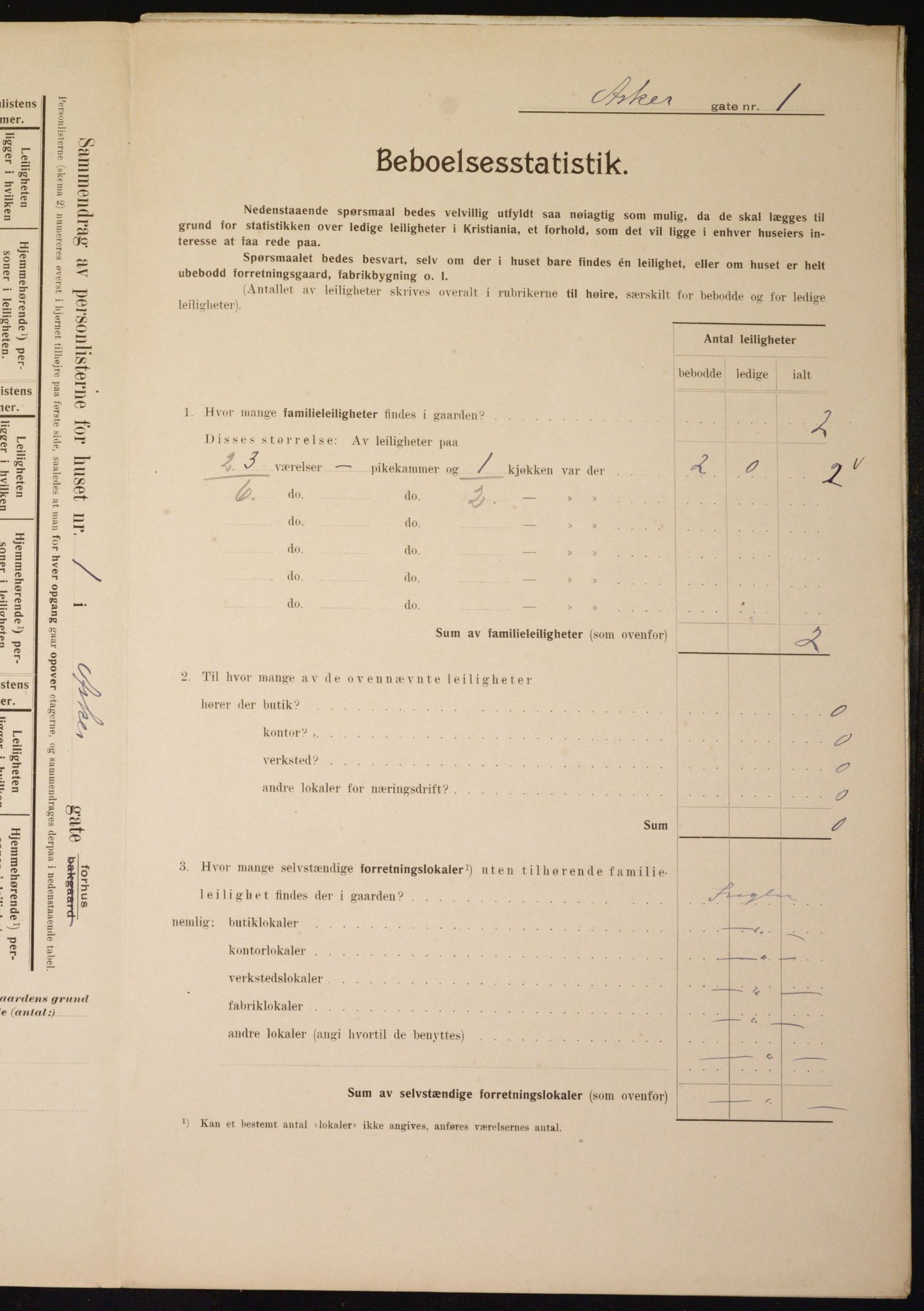 OBA, Municipal Census 1910 for Kristiania, 1910, p. 2311