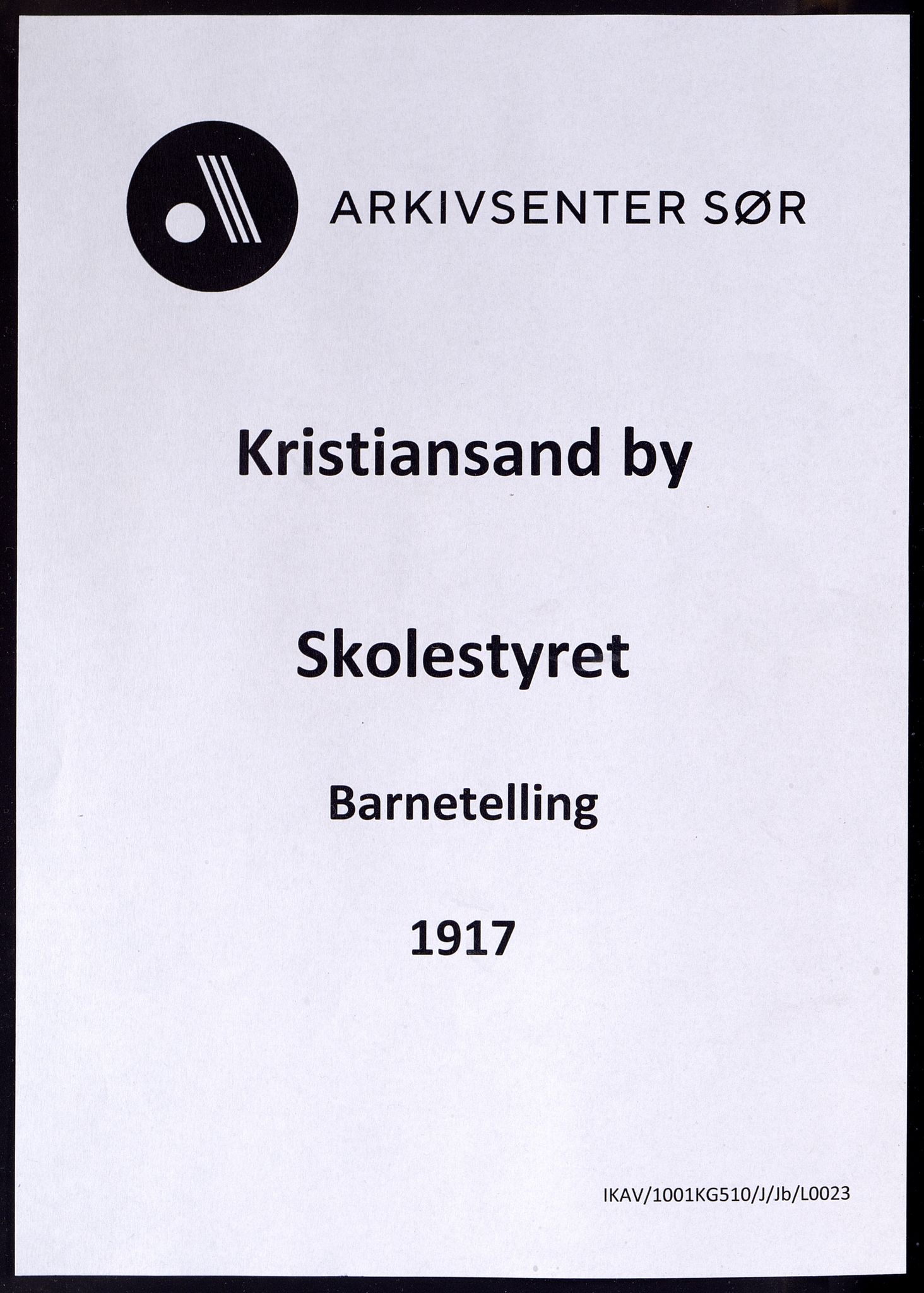 Kristiansand By - Skolekommisjonen/ -Styret, ARKSOR/1001KG510/J/Jb/L0023: Barnetelling, 1917