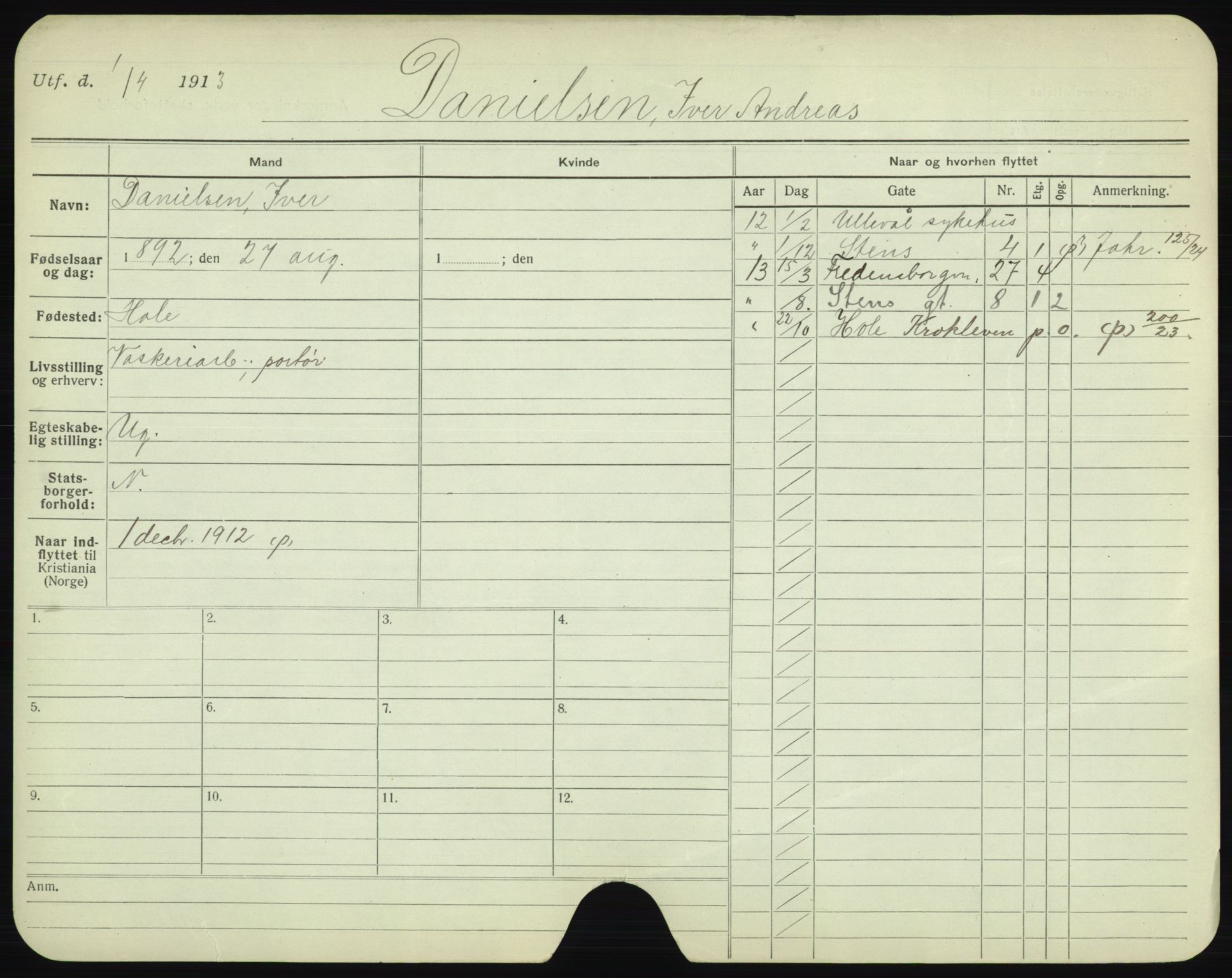 Oslo folkeregister, Registerkort, AV/SAO-A-11715/F/Fa/Fac/L0002: Menn, 1906-1914, p. 596a