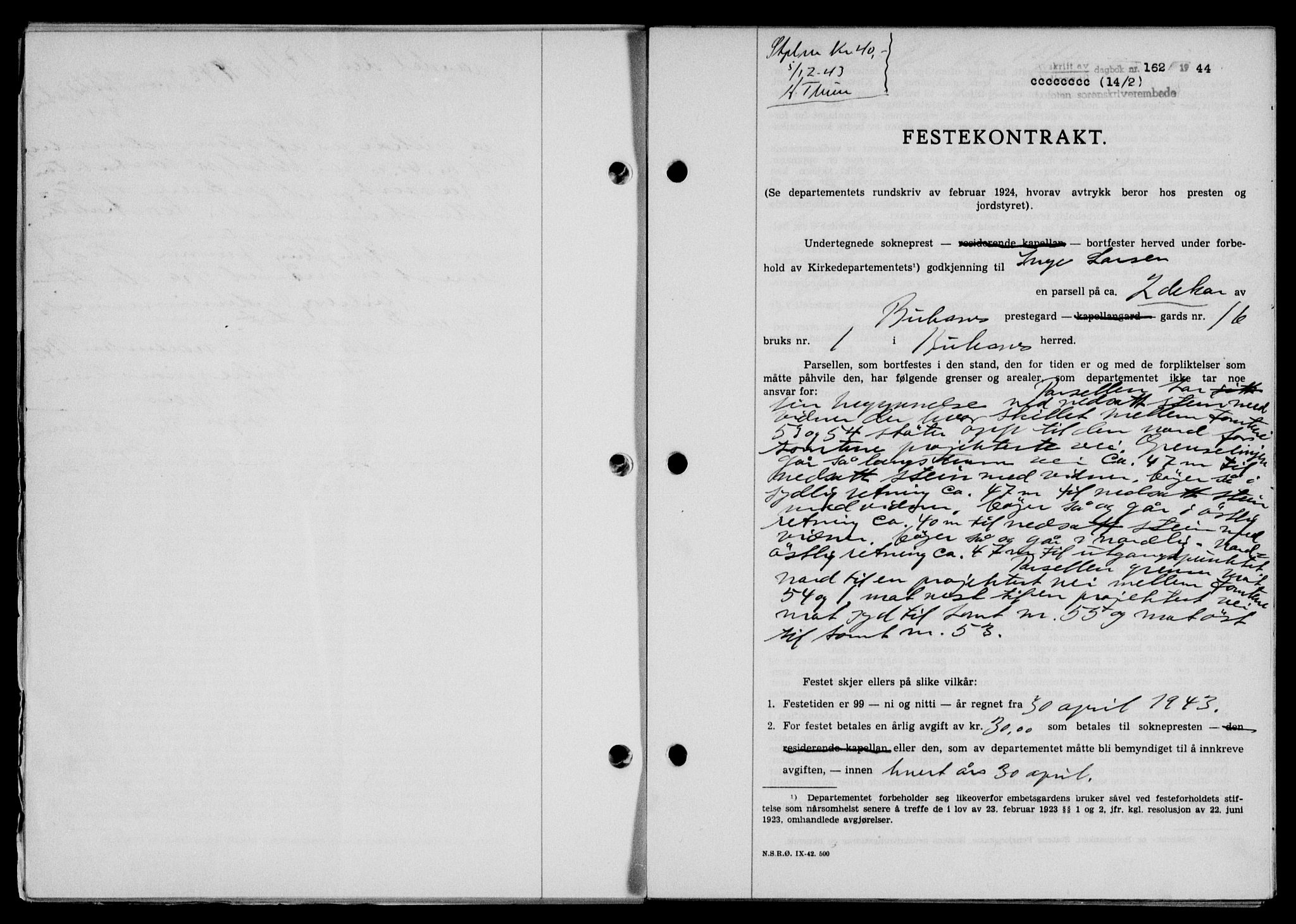 Lofoten sorenskriveri, SAT/A-0017/1/2/2C/L0012a: Mortgage book no. 12a, 1943-1944, Diary no: : 162/1944