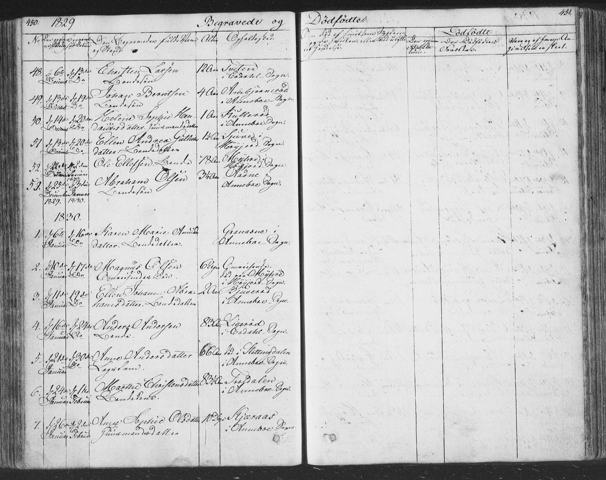 Andebu kirkebøker, AV/SAKO-A-336/F/Fa/L0004: Parish register (official) no. 4, 1829-1856, p. 450-451