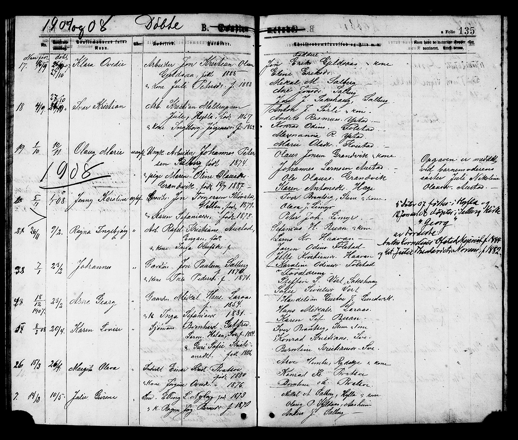 Ministerialprotokoller, klokkerbøker og fødselsregistre - Nord-Trøndelag, SAT/A-1458/731/L0311: Parish register (copy) no. 731C02, 1875-1911, p. 135