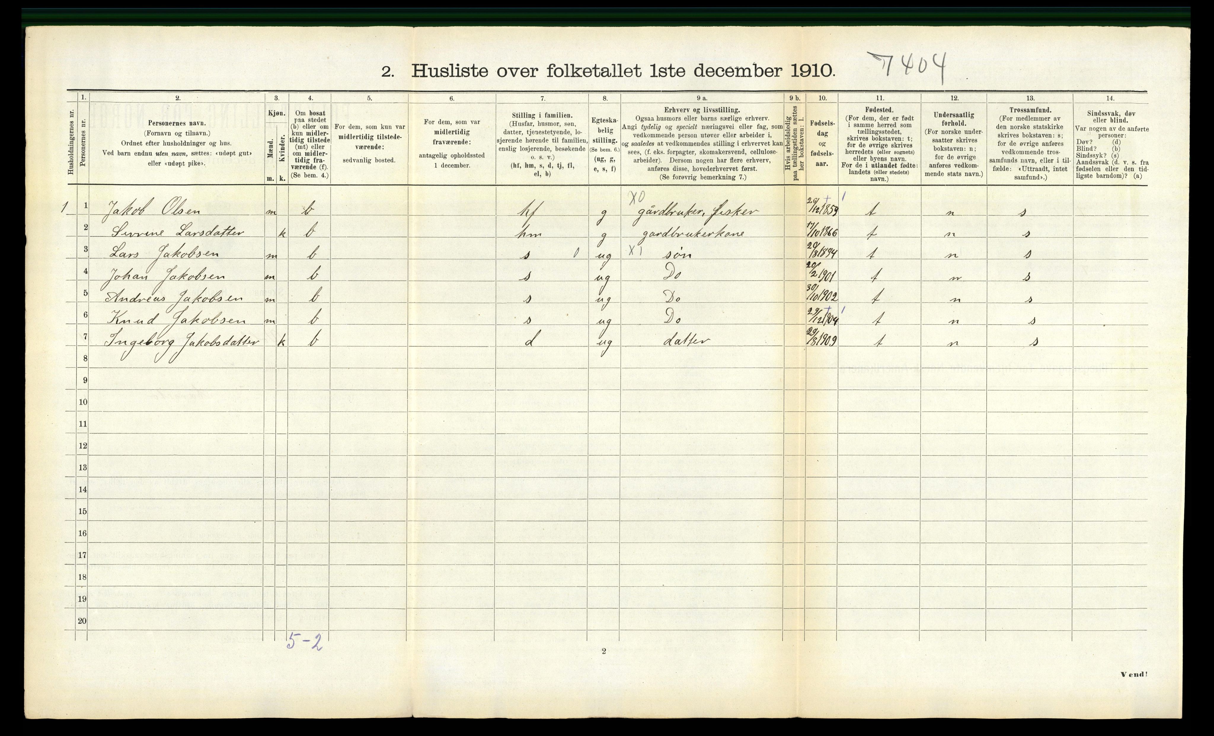 RA, 1910 census for Volda, 1910, p. 855