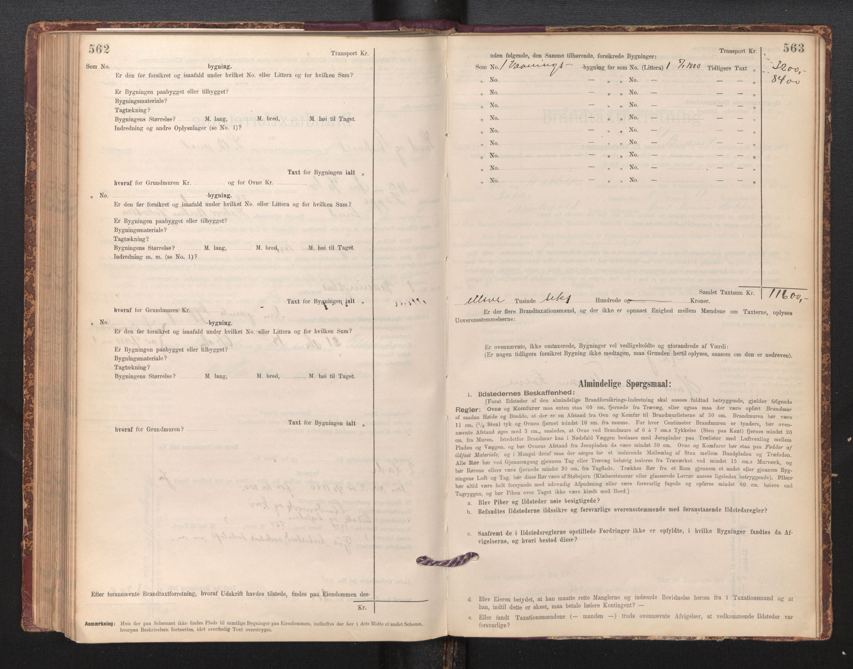 Lensmannen i Sund og Austevoll, AV/SAB-A-35201/0012/L0003: Branntakstprotokoll, skjematakst, 1894-1917, p. 562-563