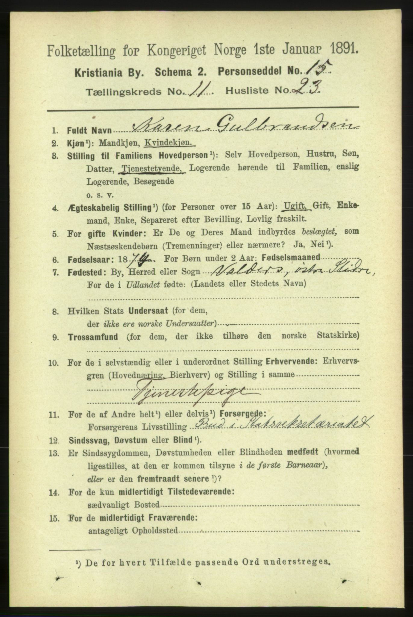 RA, 1891 census for 0301 Kristiania, 1891, p. 5244