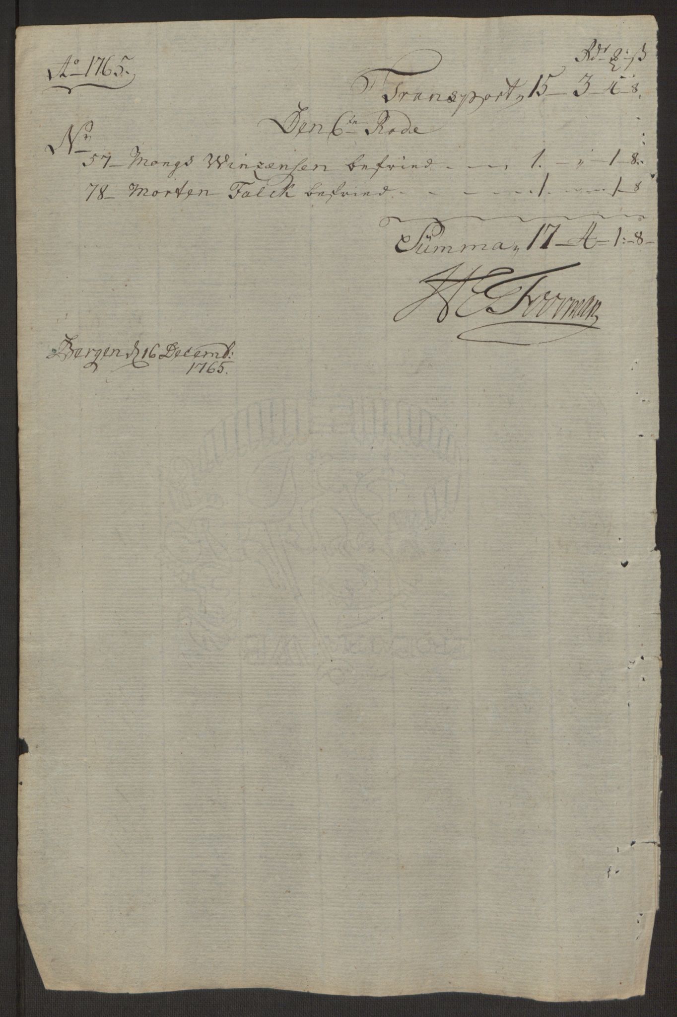 Rentekammeret inntil 1814, Reviderte regnskaper, Byregnskaper, AV/RA-EA-4066/R/Rp/L0367/0001: [P21] Kontribusjonsregnskap / Ekstraskatt, 1764, p. 147