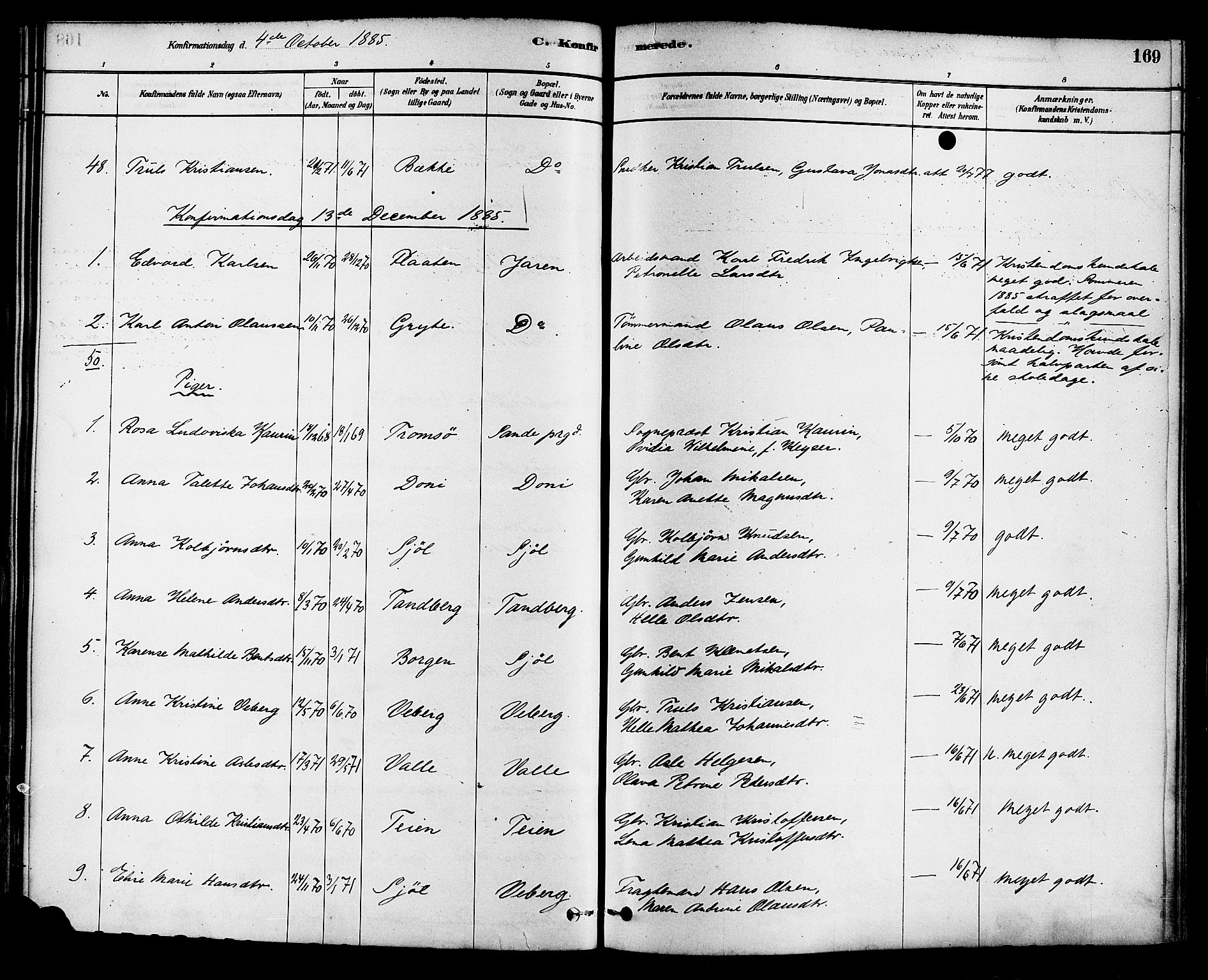 Sande Kirkebøker, AV/SAKO-A-53/F/Fa/L0006: Parish register (official) no. 6, 1878-1888, p. 169