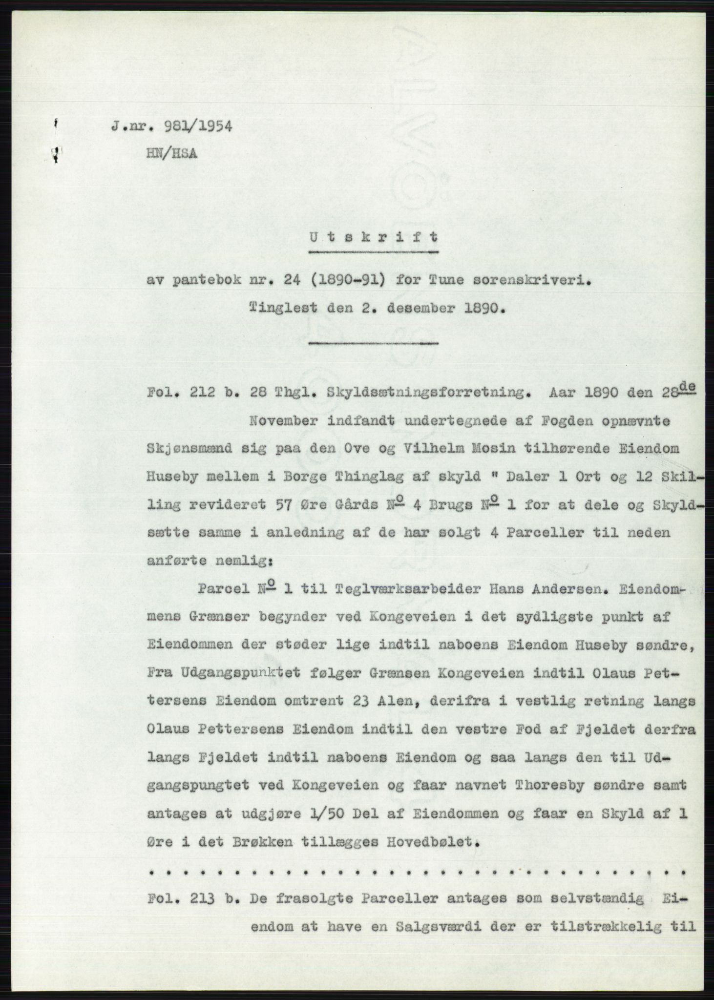 Statsarkivet i Oslo, AV/SAO-A-10621/Z/Zd/L0001: Avskrifter, j.nr 34/1953 og 385-1291/1954, 1953-1954, p. 364