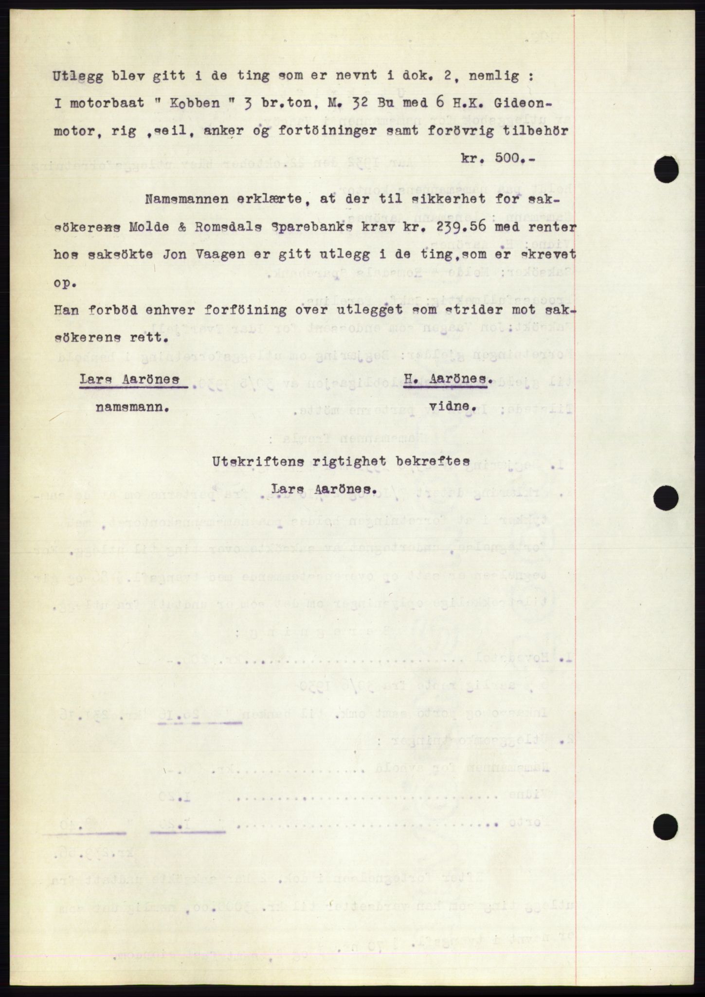 Romsdal sorenskriveri, AV/SAT-A-4149/1/2/2C/L0062: Mortgage book no. 56, 1932-1933, Deed date: 01.11.1932