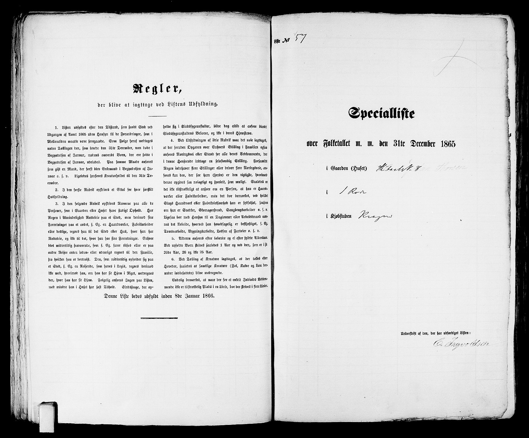 RA, 1865 census for Kragerø/Kragerø, 1865, p. 123