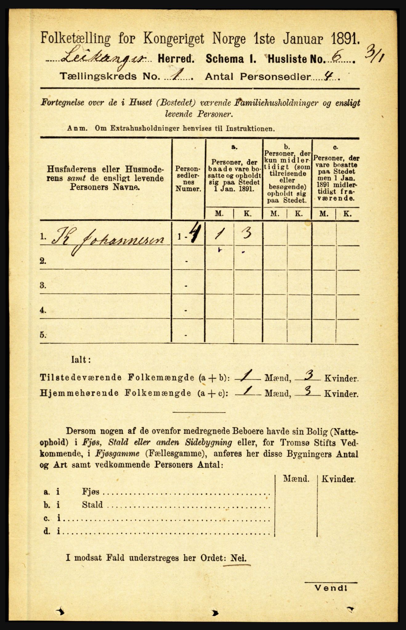 RA, 1891 census for 1419 Leikanger, 1891, p. 47