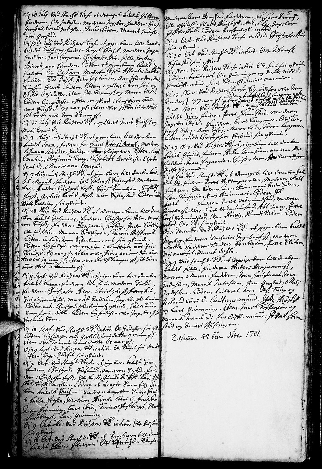 Ministerialprotokoller, klokkerbøker og fødselsregistre - Sør-Trøndelag, SAT/A-1456/646/L0603: Parish register (official) no. 646A01, 1700-1734, p. 5