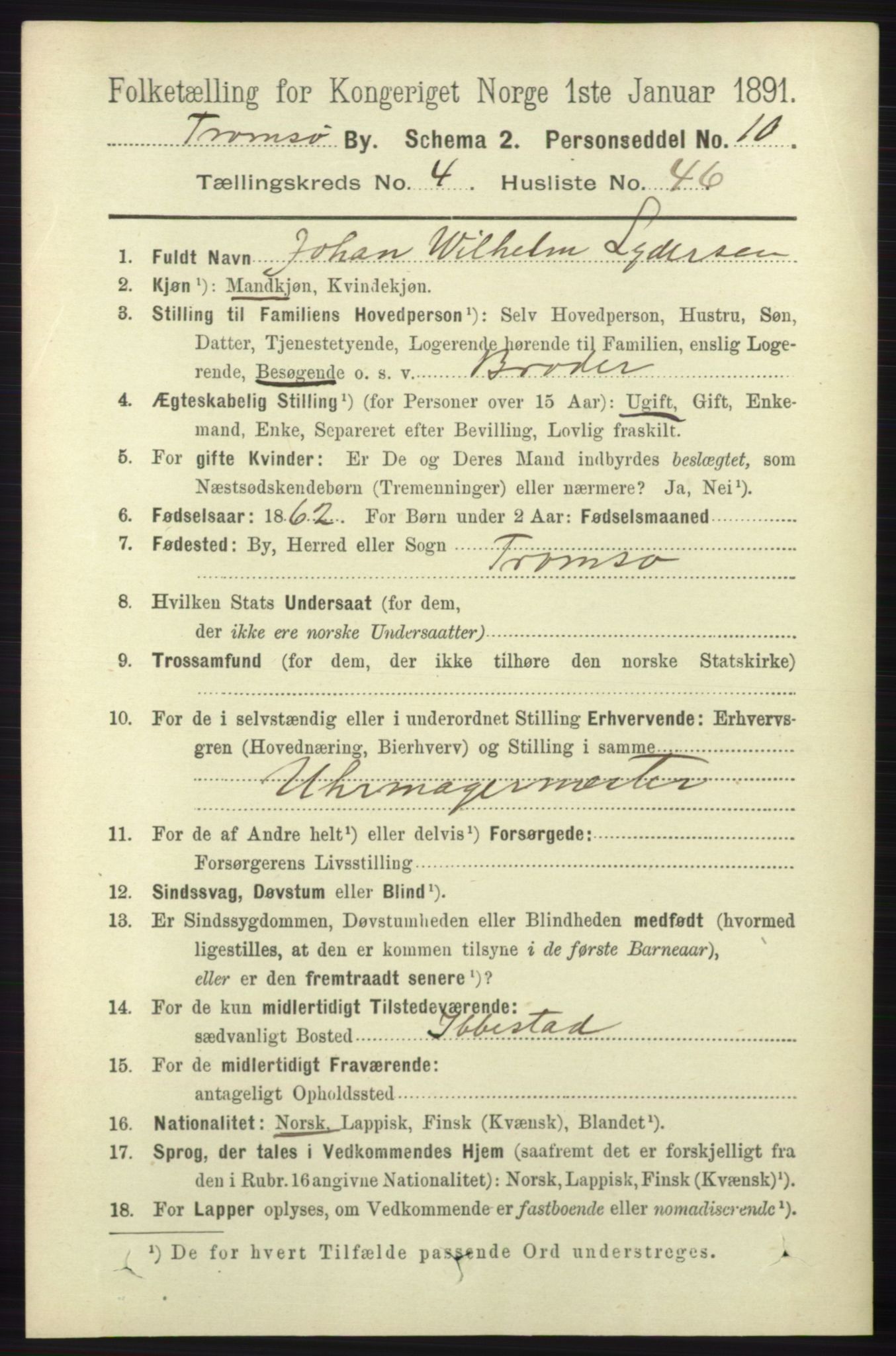 RA, 1891 census for 1902 Tromsø, 1891, p. 4731