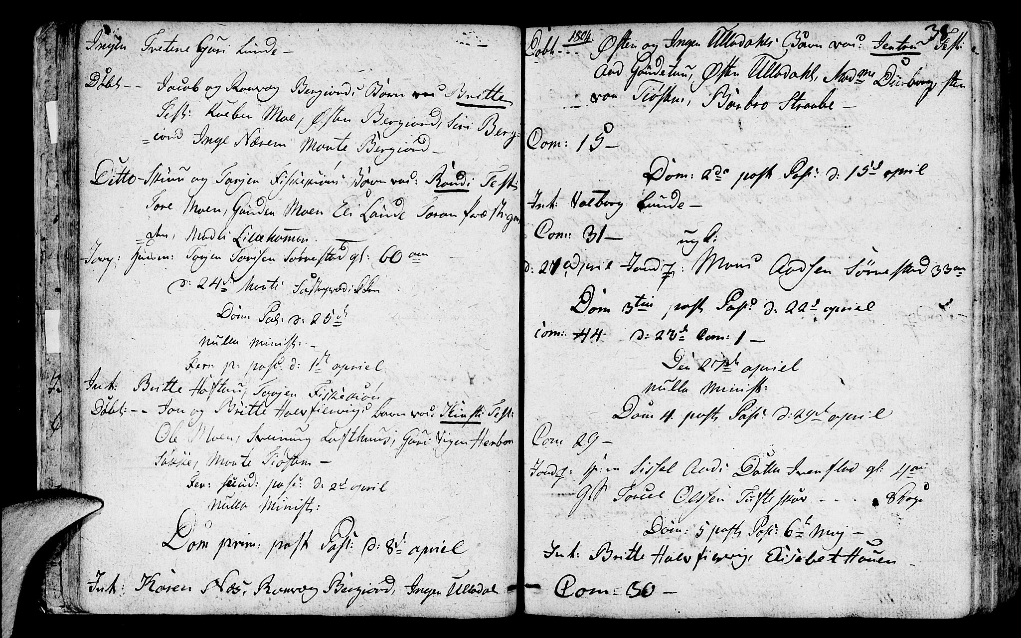 Suldal sokneprestkontor, AV/SAST-A-101845/01/IV/L0004: Parish register (official) no. A 4, 1800-1816, p. 38