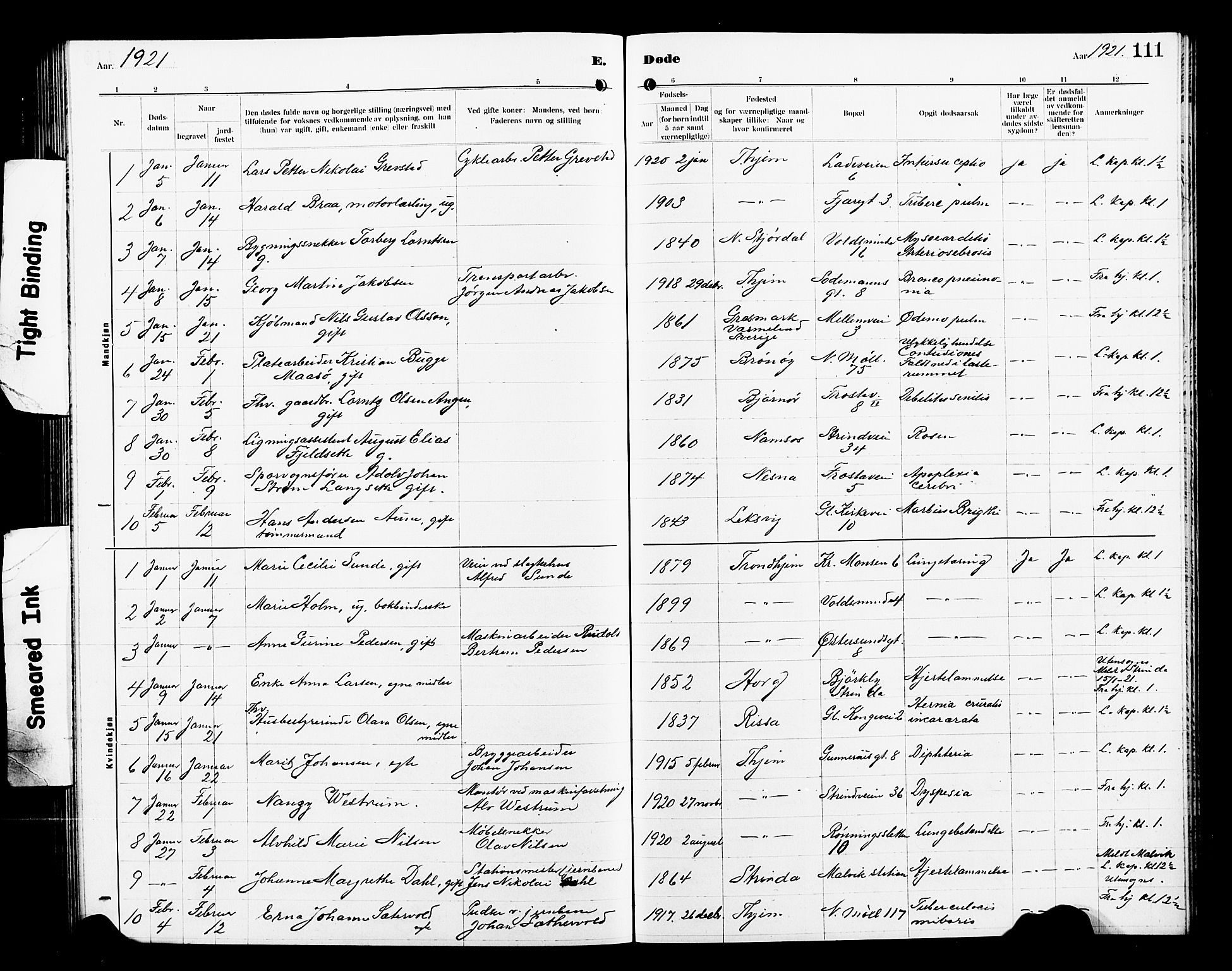 Ministerialprotokoller, klokkerbøker og fødselsregistre - Sør-Trøndelag, SAT/A-1456/605/L0257: Parish register (copy) no. 605C04, 1916-1922, p. 111
