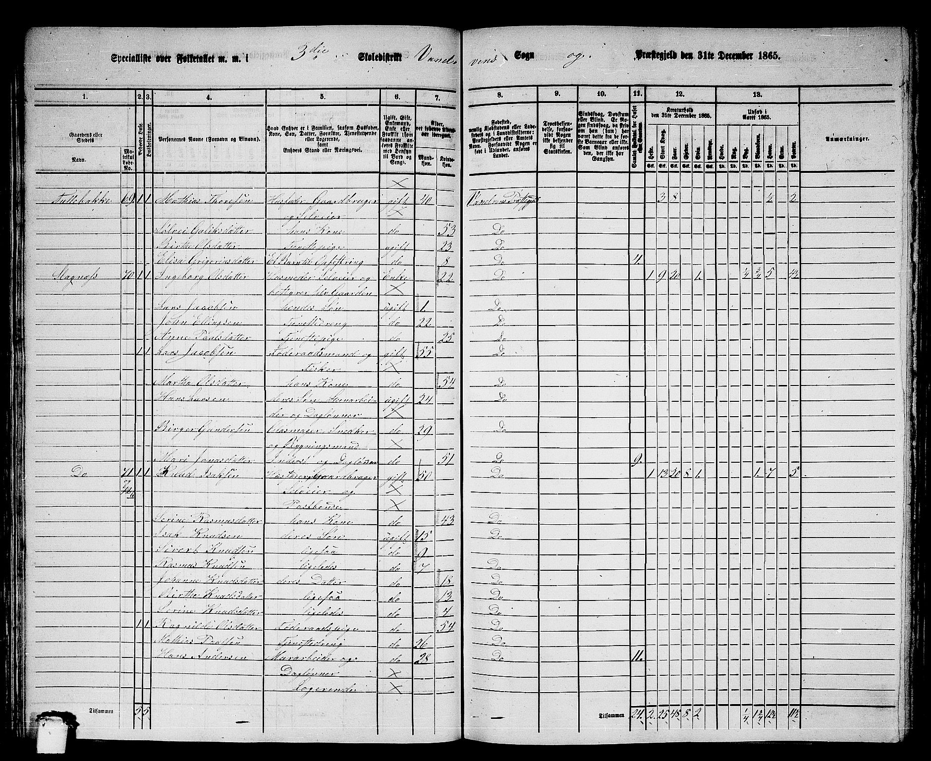 RA, 1865 census for Vanylven, 1865, p. 55